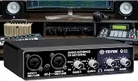 Interface De Áudio Usb Q-22 Gravação 24bits Placa De Som Profissional TEYUN Q22 com USB 2.0, 24bits/192kHz e Fonte Fantasma 48V - Ideal para Gravação Musical, Podcasts, Transmissões ao Vivo e KTV