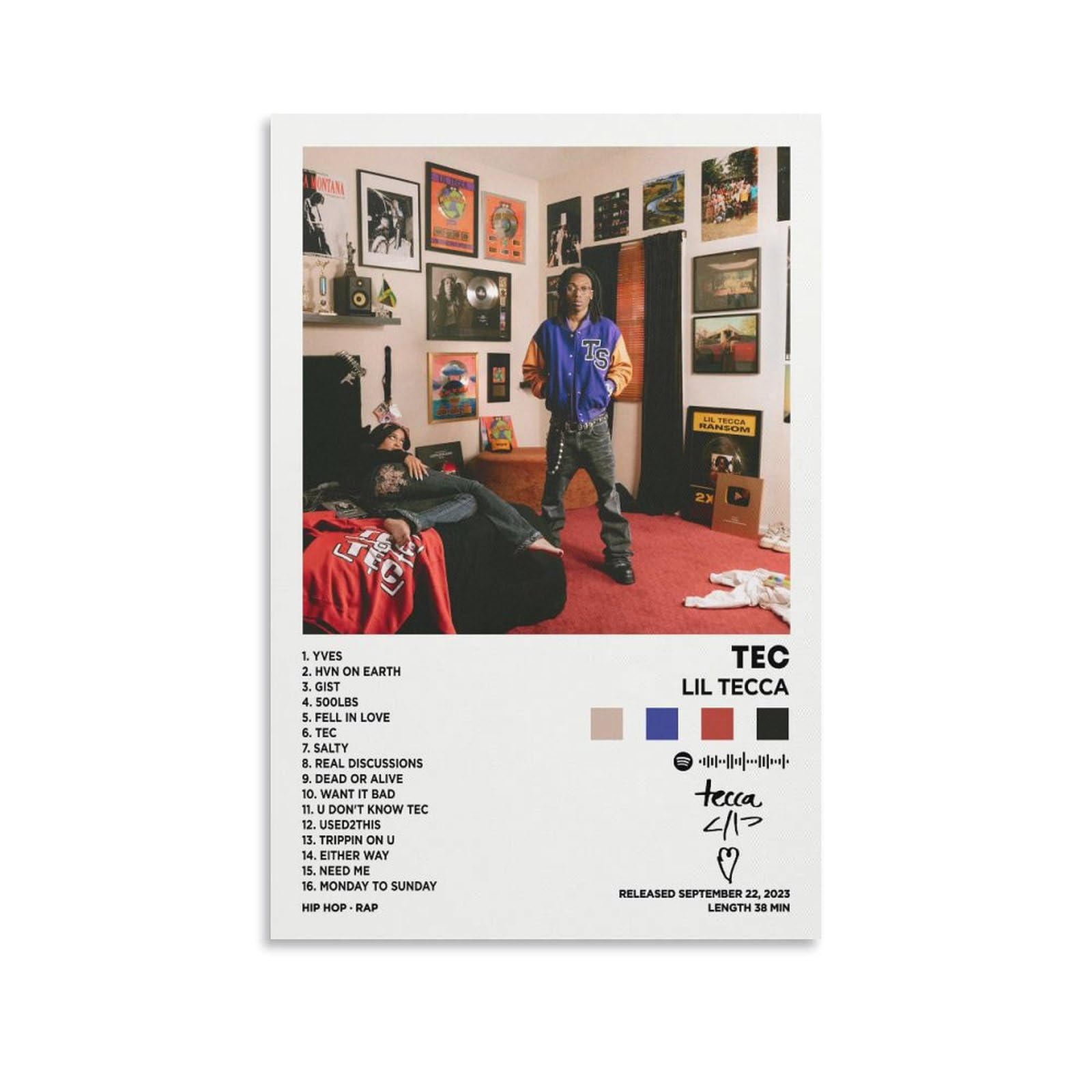 Amazon.com: CXYUART - Lil Tecca TEC Album Cover Canvas Poster