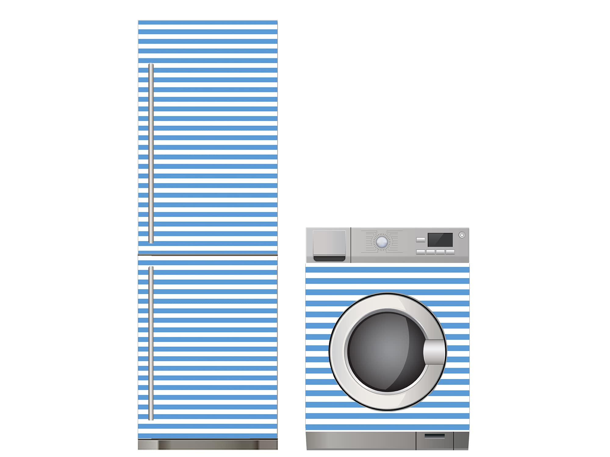 Oedim Pack Vinilo para Frigorífico + Vinilo para Lavadora Rayas Azul Claro, Adhesivo Resistente y Económico, Pegatina Adhesiva Decorativa de Diseño Elegante