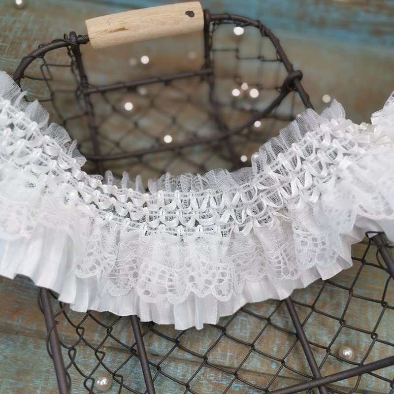 Nastro In Pizzo Bianco 3D - 4.5m Con Ricami, Elastico, Per Abiti, Costumi E Fai-Da-Te - Foto 6