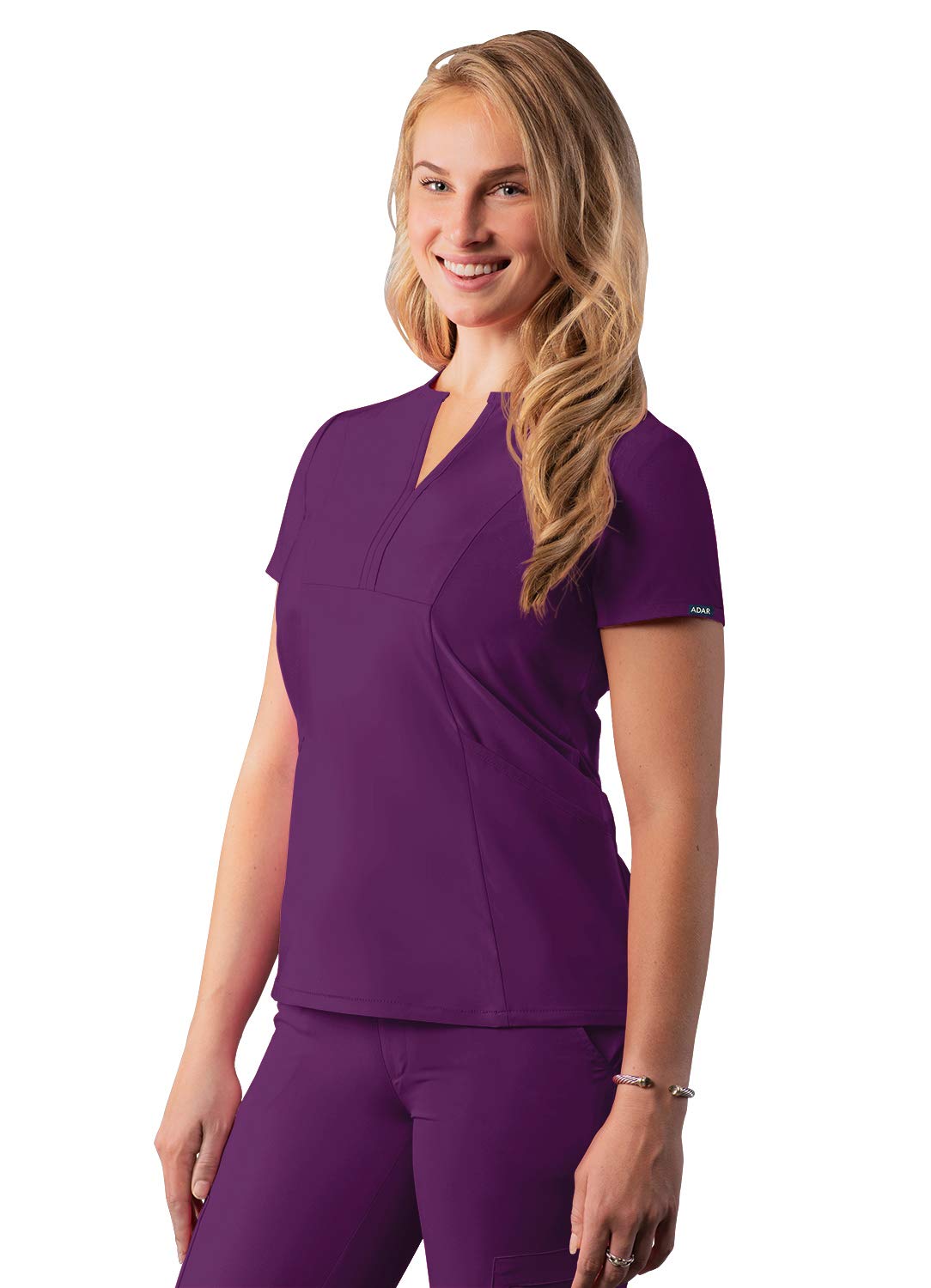 Adar Addition Scrubs for Women - Notched V-Neck Scrub Top