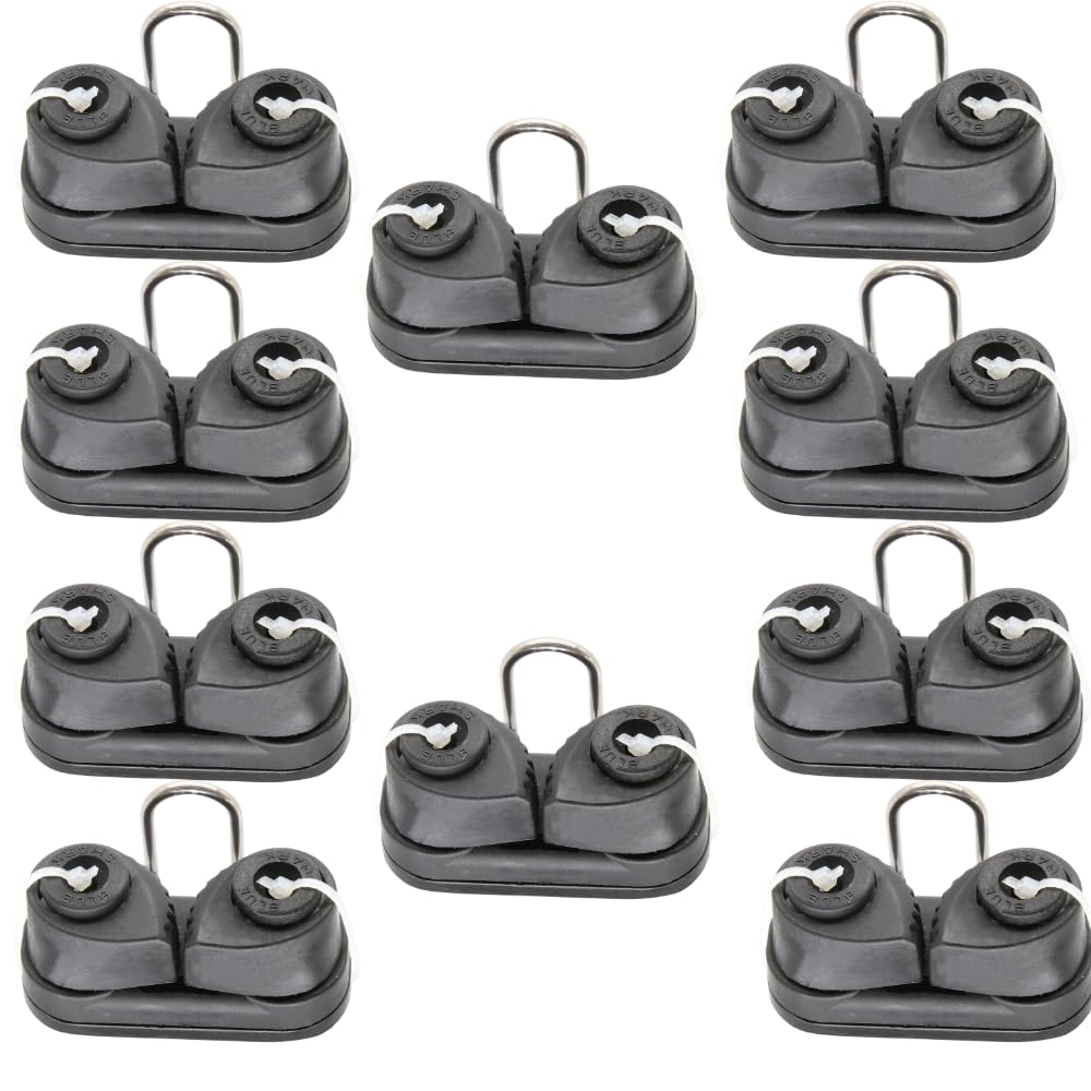 Blue Shark: Nylon Sailing Cam Cleat with Wire Fairlead 131 | for Line Sizes 1/8” in to 3/8” in (3-10mm) | 200 lb Safe Working Load 500 lb Breaking Load | Premium Quality (10-Pack)
