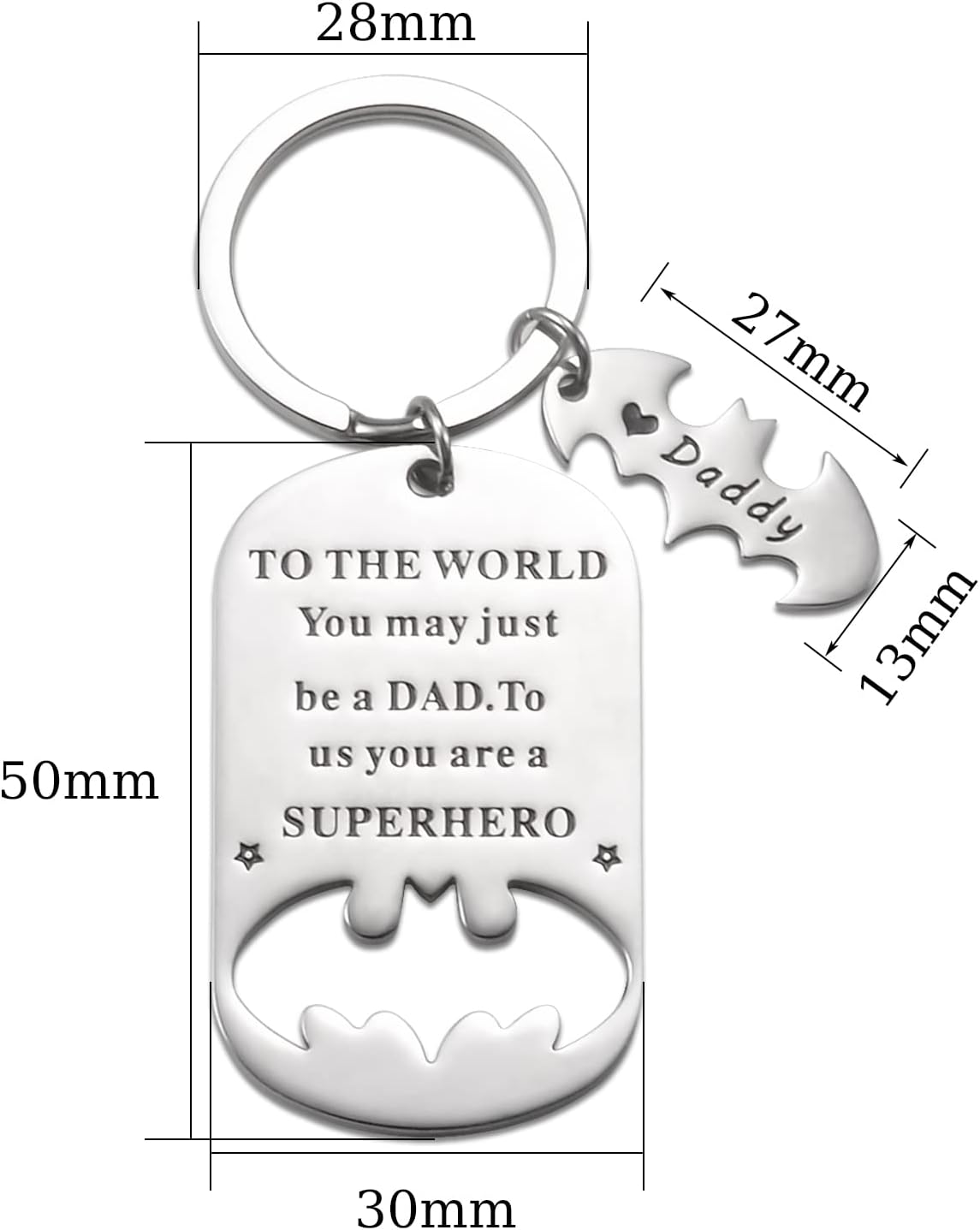 Father Keychain, Batman Keychains for New Dad Step Dad Grandpa Son, Fathers Day Birthday Gift for Daddy from Daughter