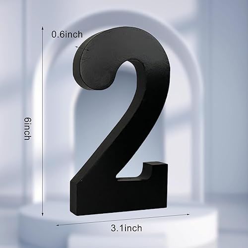 Miniatura 2 de AOCEAN Números de madera negra de 6 pulgadas, números de madera sin terminar para Halloween, números decorativos de pie, rebanadas, decoración de