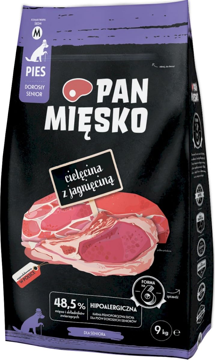 Señor carne ternera con cordero crujiente M 9kg comida seca para perros mayores
