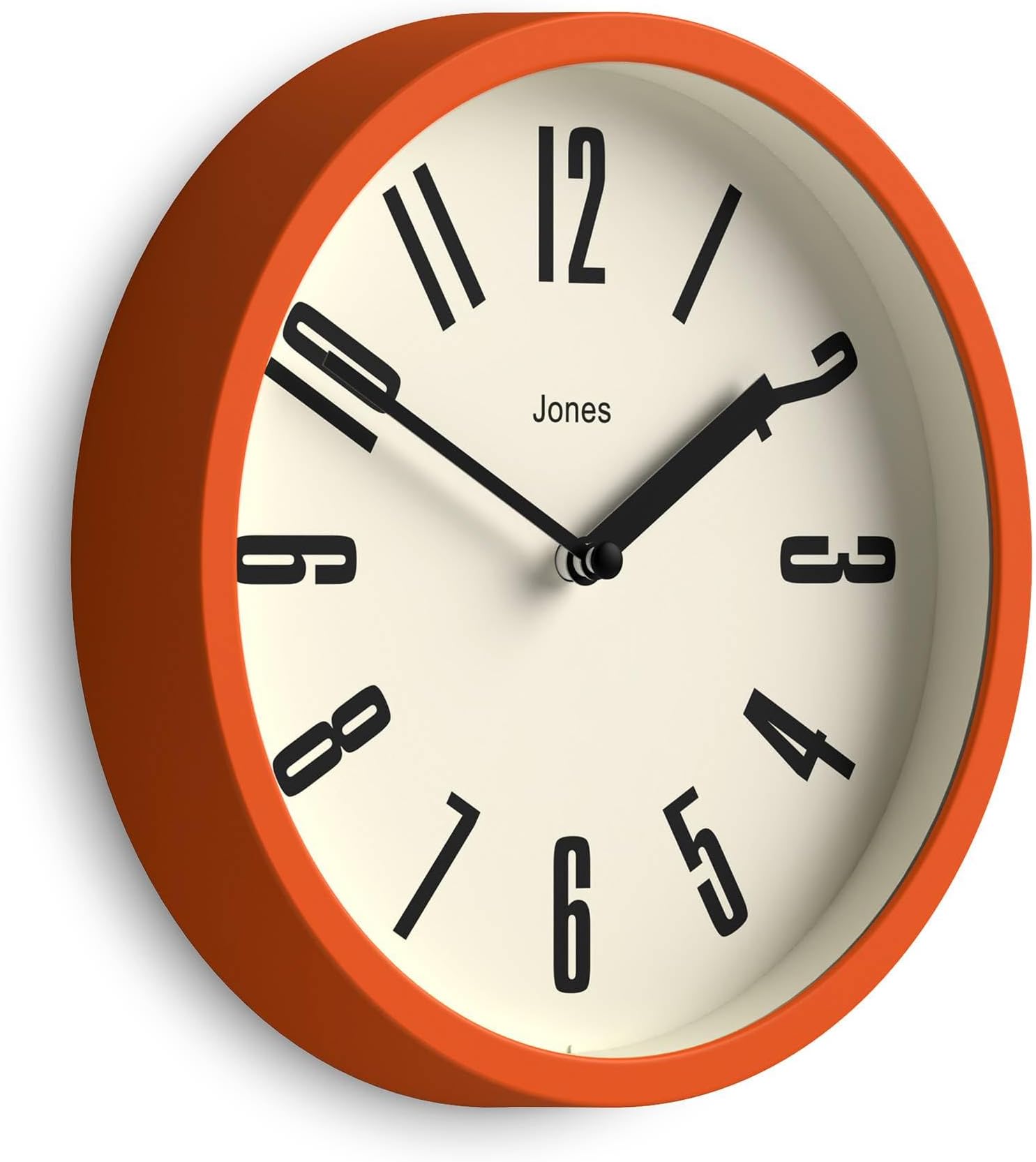 Jones Clocks® Hot Tub wall clock | Small retro round clock | 20cm | Orange | Easy to read numbers | Ideal for kitchen, office, kid’s room, large or small space