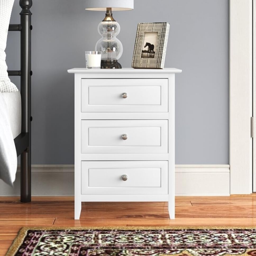 Santaana Sheesham (Rosewood) 3 Drawer Solid Wood Bedside Table (Finish Color - White Finish)-image-24