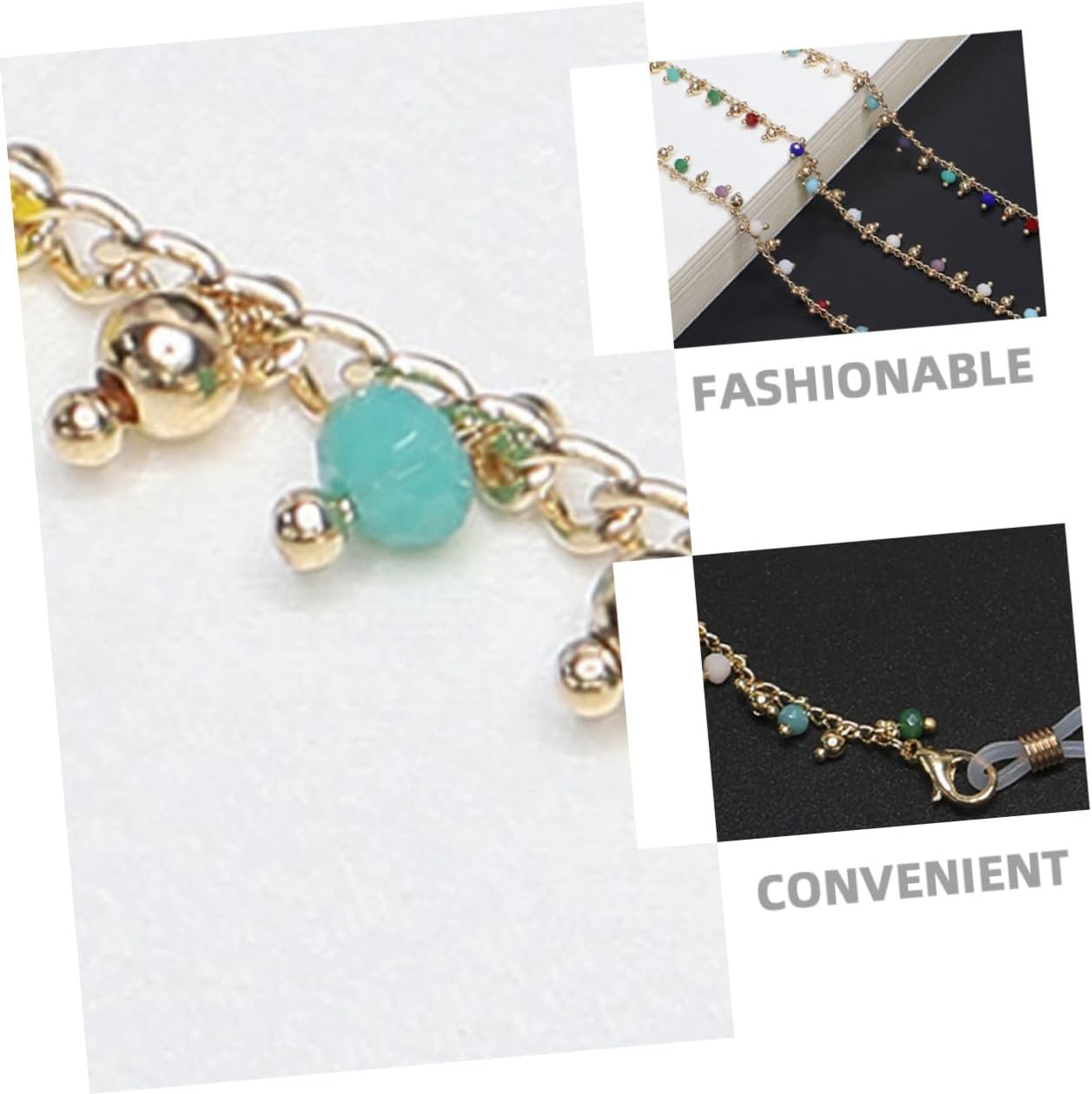 2pcs Handmade Anti-slip Eyeglass Chains Beaded Eyeglass Strap for Men and Women, Face Hanging Sunglasses Holder Suitable for Daily Wear and Outdoor Use