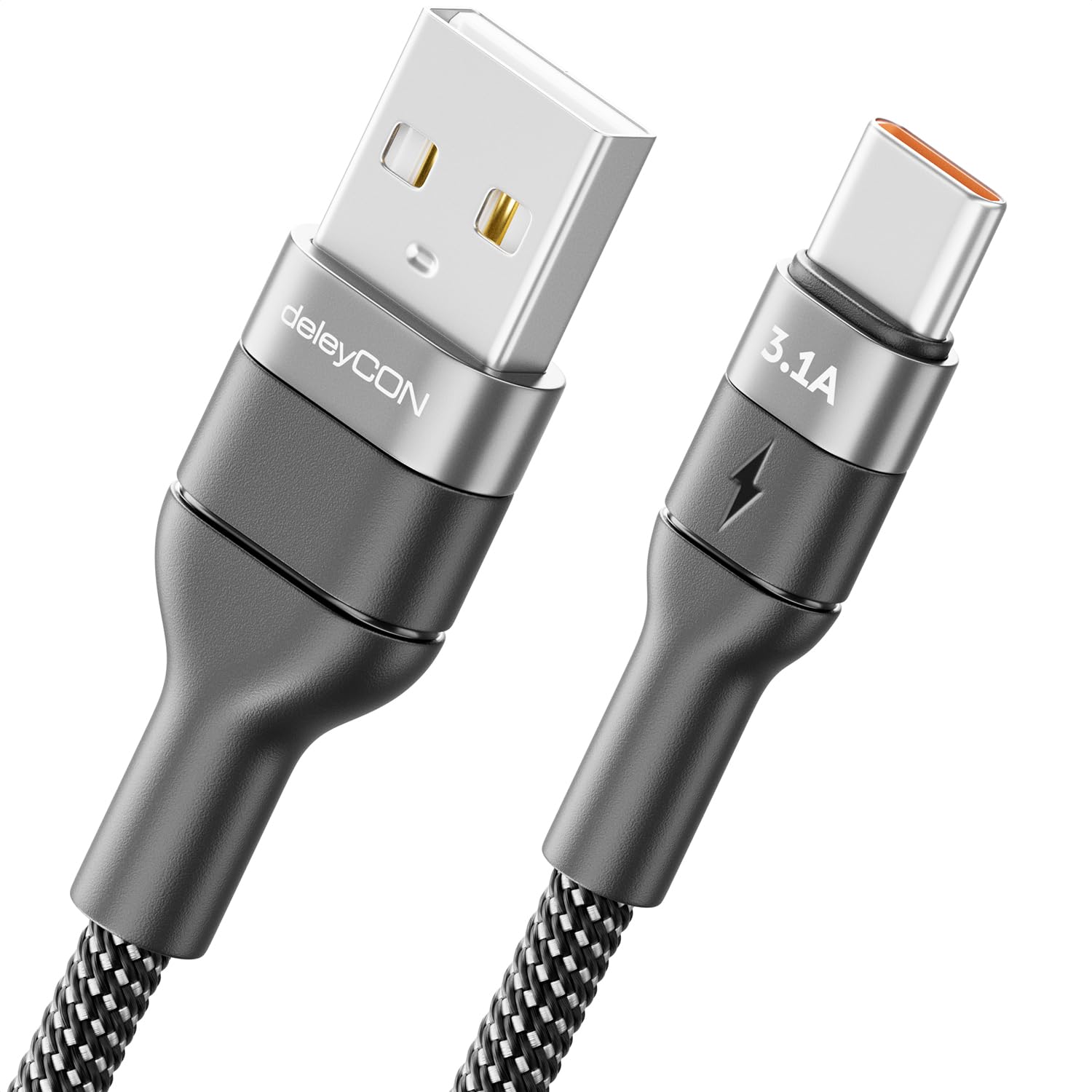 deleyCON 1m Cavo USB C 3.1A Cavo di Ricarica Dati USB-A a USB-C per iPhone 17 16 15 Pro Max Air Galaxy A16 A56 S25 S24 S23 Pixel iPad Pro Notebook AirPods Tablet Switch PS5