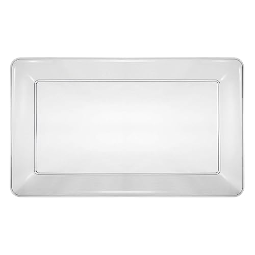 Miniatura 4 de Party Essentials Bandeja rectangular de plástico resistente, 12 pulgadas de largo x 18 pulgadas de ancho, negro (caja de 6) Negro -,Claro