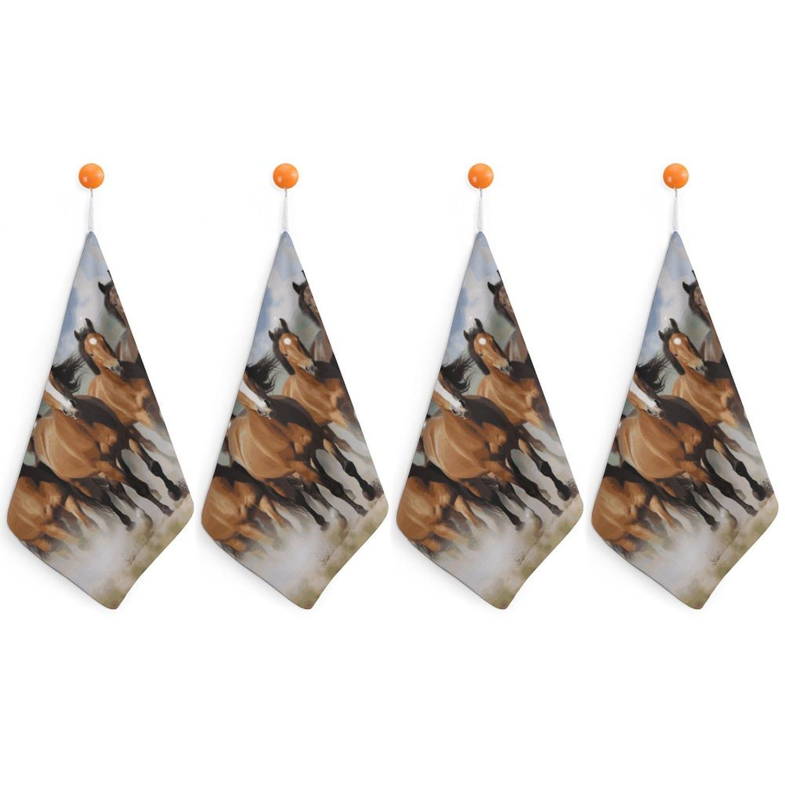 VstaDank Horses Washcloth with Hanging Loop Quick Dry Microfiber Hand Towel Highly Absorbent Wash Cloth Reusable Makeup Remover Cloth Soft Feel Fingertip Towel for Bathroom