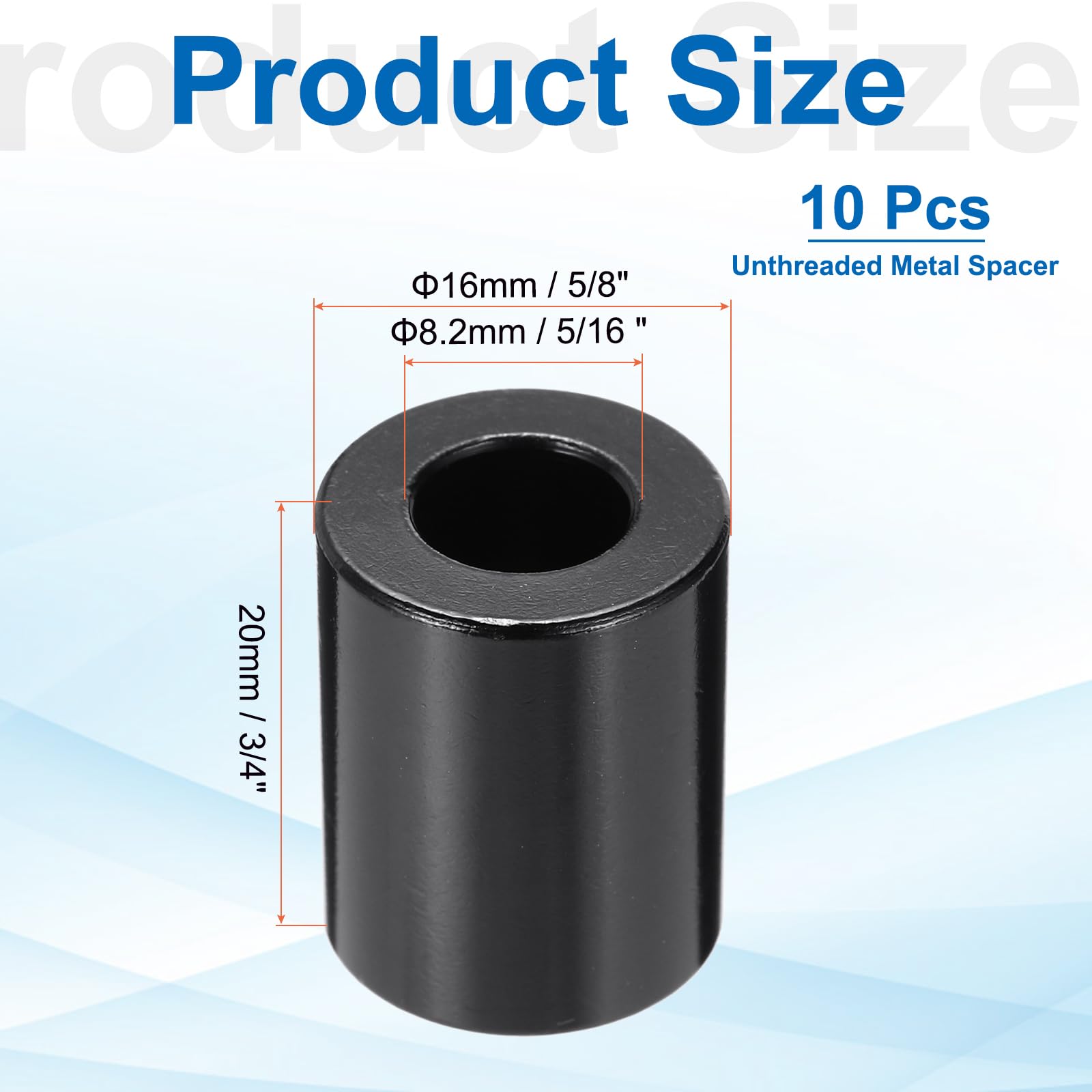 PATIKIL 10pcs M8 Aluminium Spacers, 5/16" ID x 5/8" OD Round Standoff Spacer - Image 2