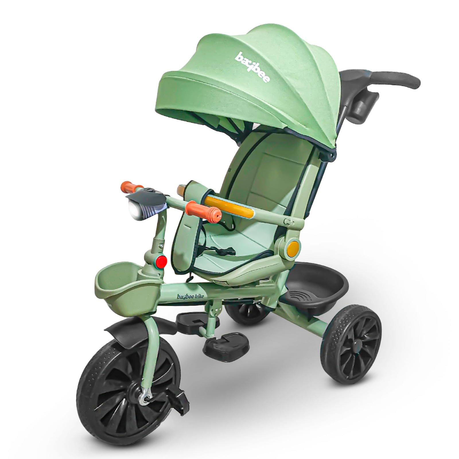 Baybee Uno Tricycle for Kids, 3 in 1 Baby Cycle with Parental Push Handle, Canopy, EVA Wheels, Safety Bar & Belt | Kids cycle | Tricycle Cycle for Kids 1.5 to 5 Years Boys Girls (Green)