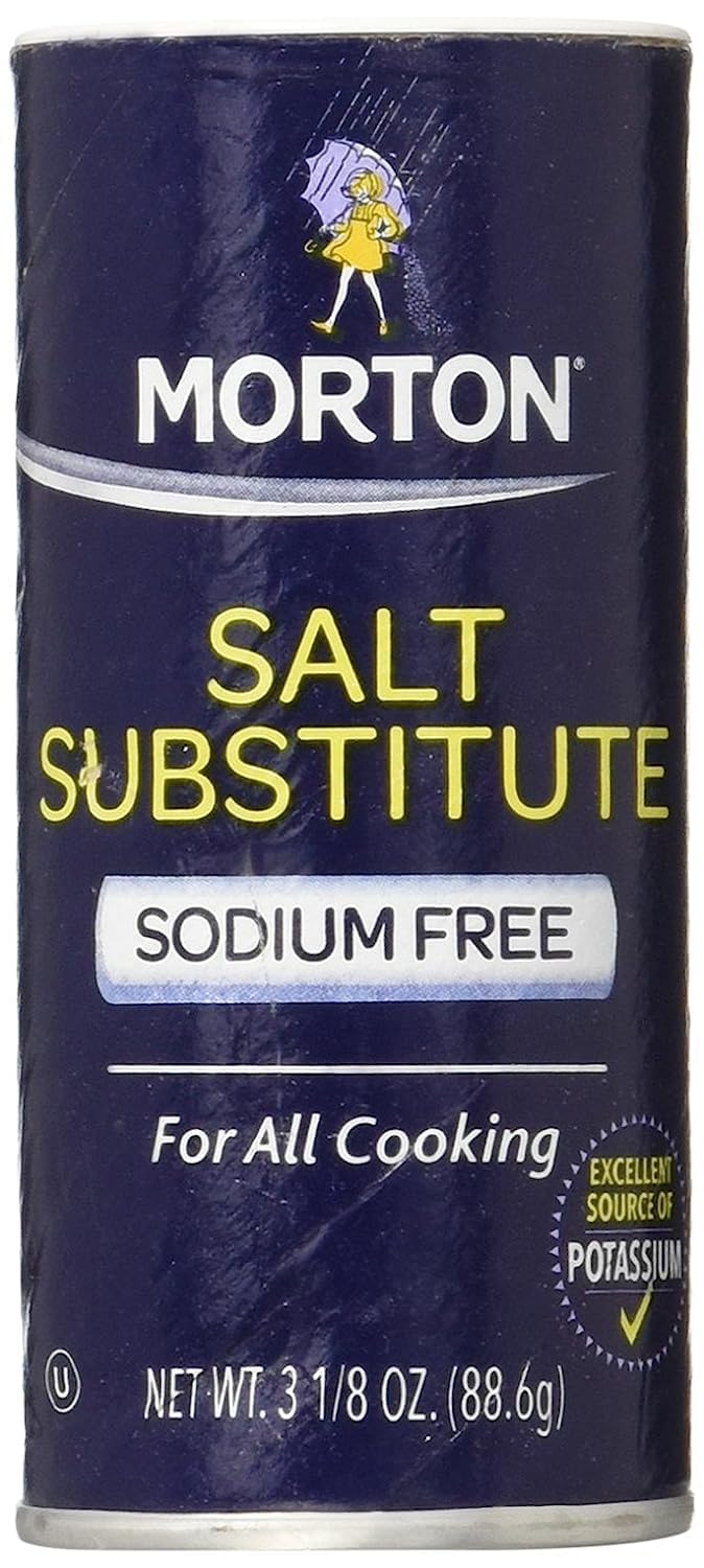 Morton Salt Substitute, Sodium Free, for All Cooking, Excellent Source of Potassium, Kosher, 3.18 Ounce (Pack of 12)