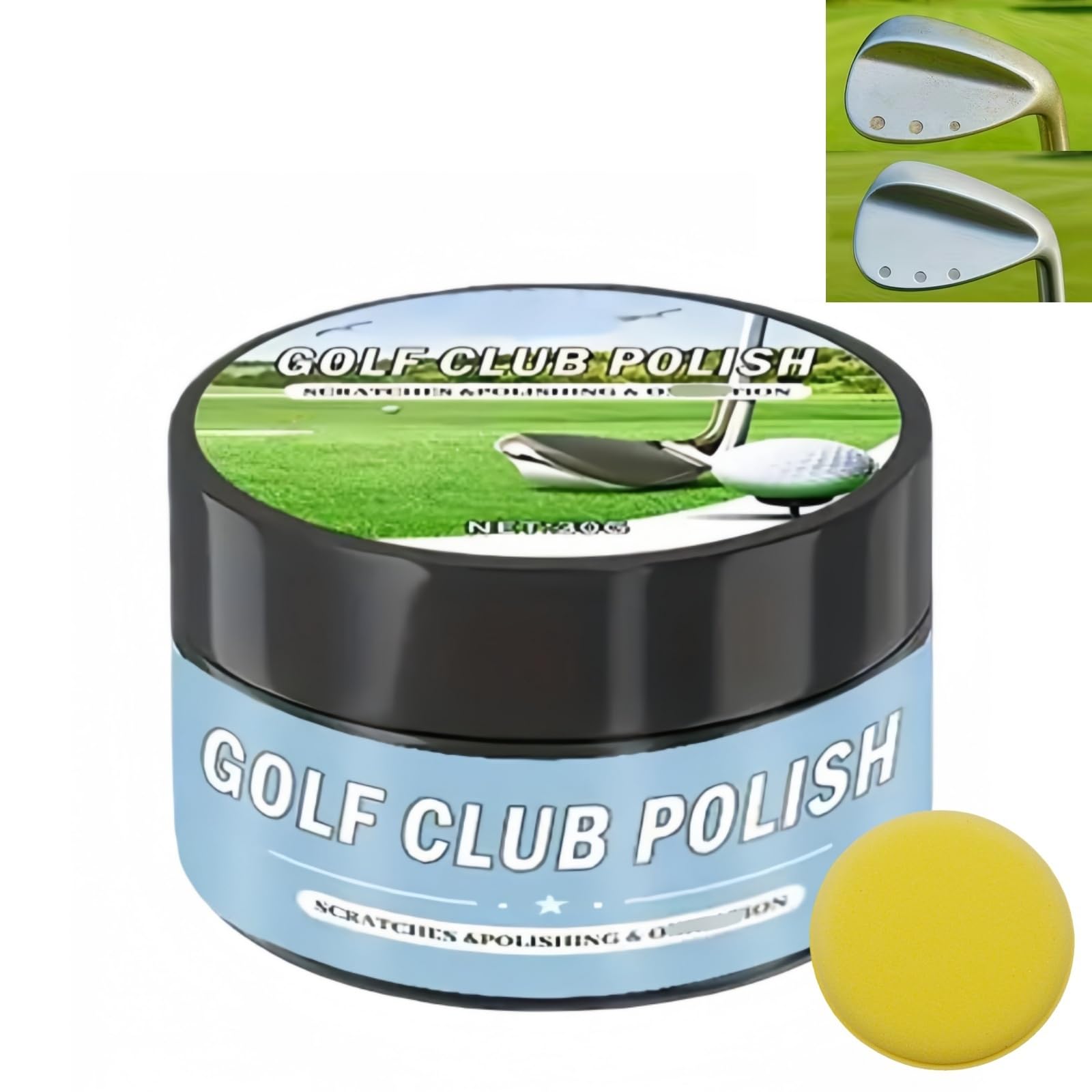 Nebulith Golf Club Cleaner, Golf Club Polish Kit, Rust & Scratch Remover Paste with Sponge, Metal & Silver Polish for Golf Club Cleaning, Cleaning Scratch Remover, Golf Grip Cleaner for Metal, 30g