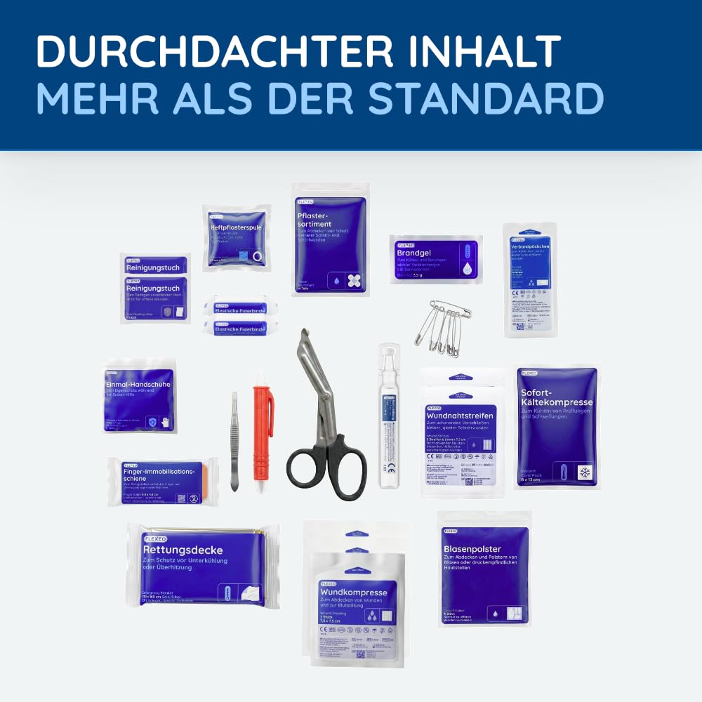 Kit di pronto soccorso Viaggiatore ideale per l'outdoor, i viaggi, il motociclismo e lo sport secondo la norma DIN 13167