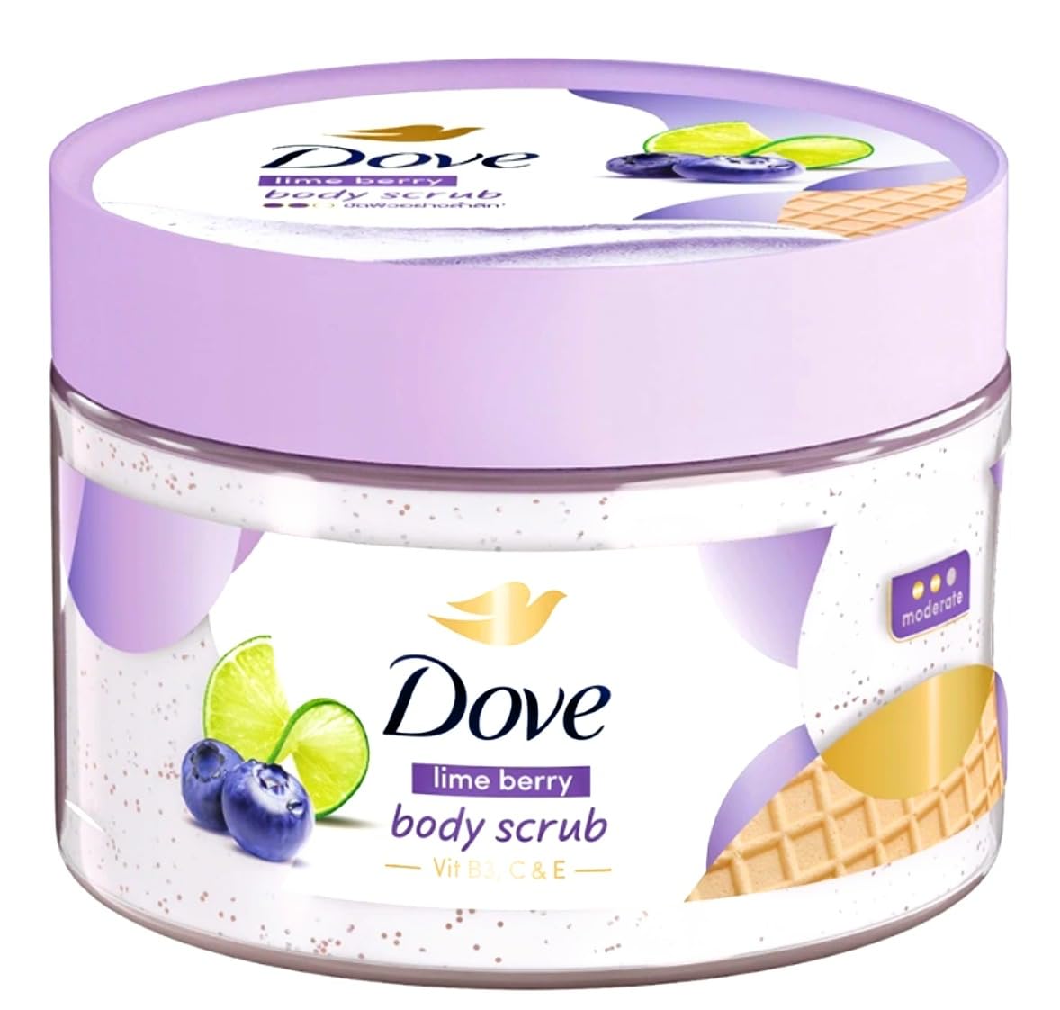 Dove Lime Berry Body Scrub, Triple Vitamin Formula with Gentle Exfoliating Beads 280g, Green, Berry