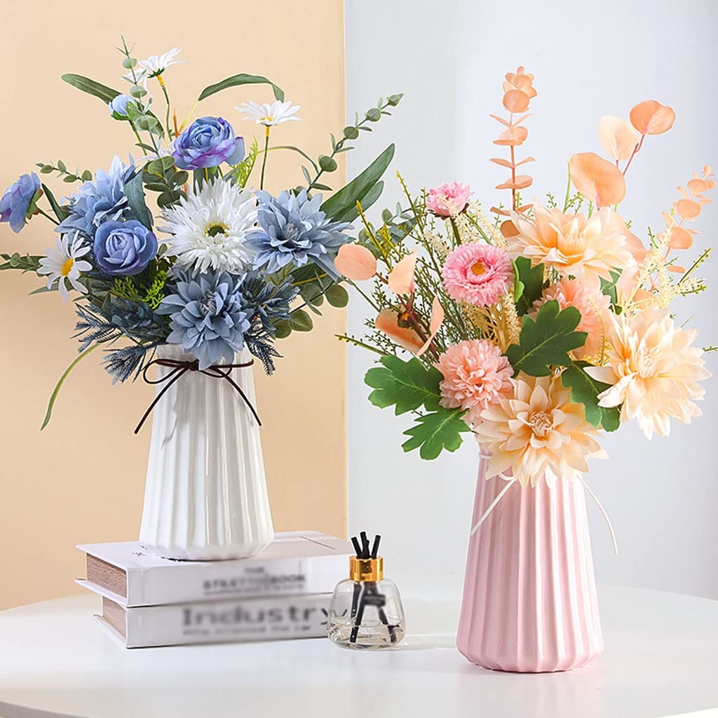 Künstliche Blumen Seide Tuch Künstliche Blumen Blumenstrauß Keramik Vase Set for Zuhause Weihnachtsdekor Garten Hochzeit Dekorative Gefälschte Blume Künstliche Blumen wie Echt (Color : B)