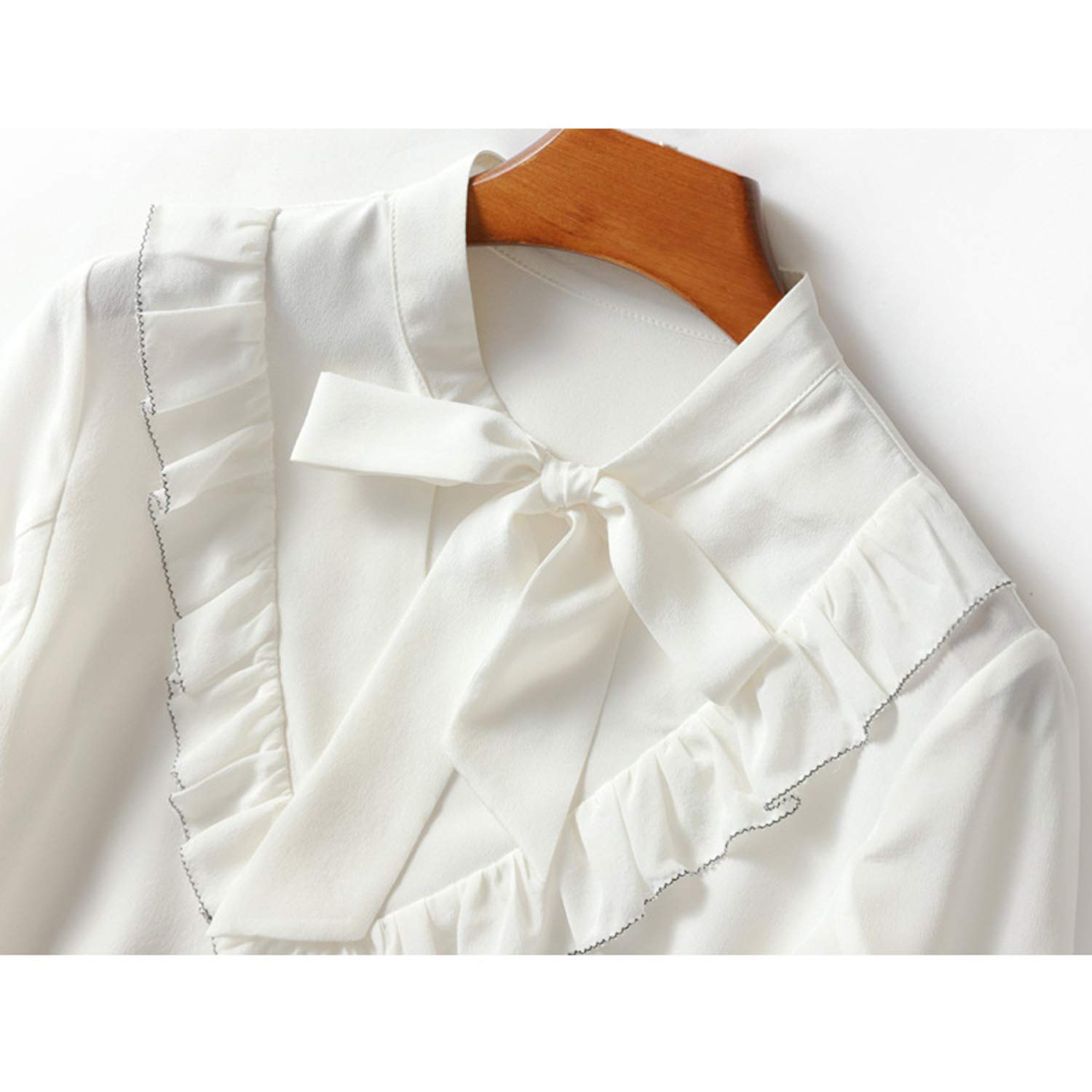 Camicia Bianca Basic in Seta, Blusa A Maniche Lunghe A Farfalla Dolce, Abbigliamento da Intervista
