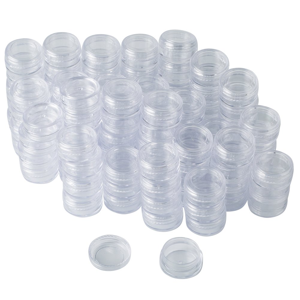 Bekith 108 set Clear Empty 3 Gram Plastic Pot Jars, Cosmetic Containers With Lids