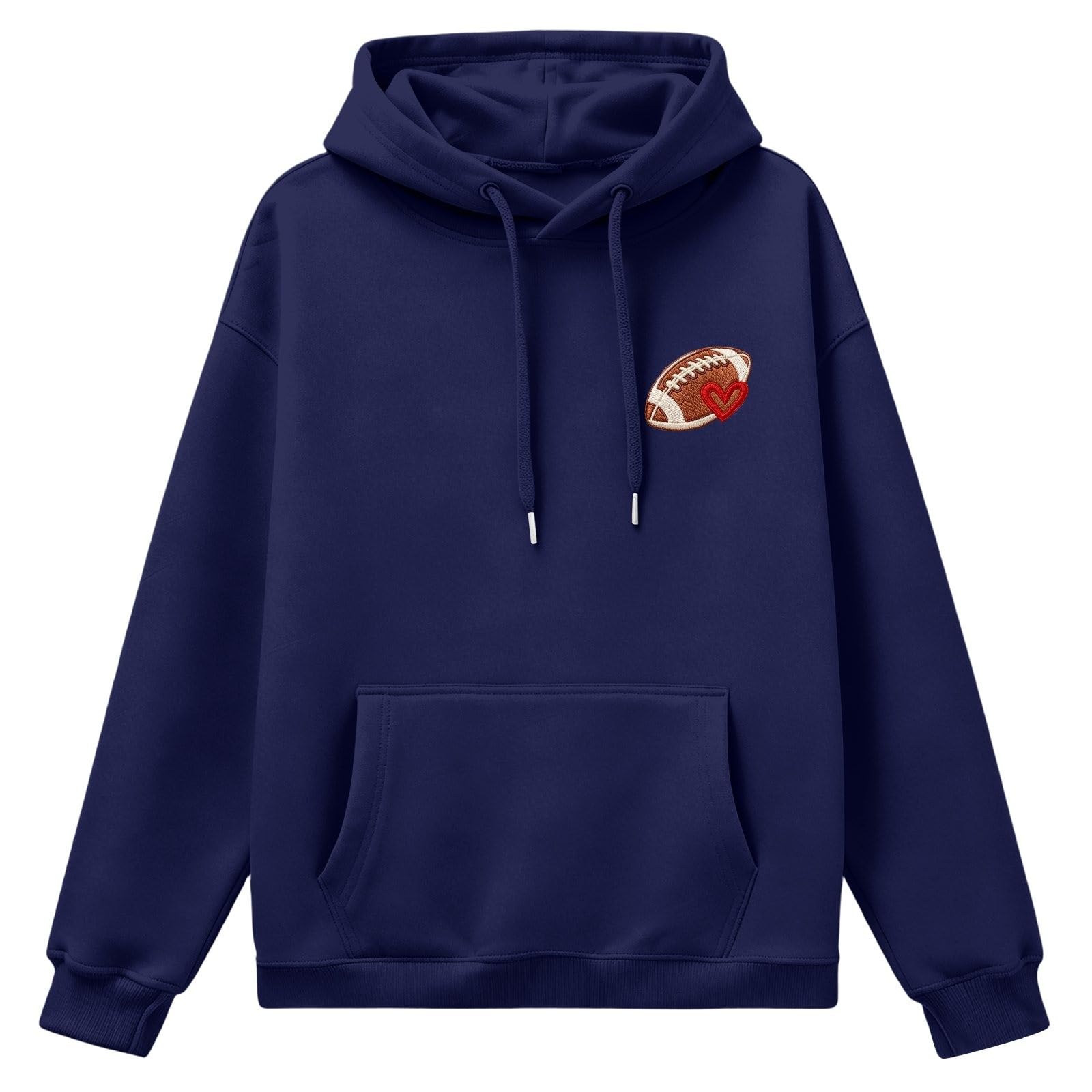 Generisch Pull à capuche à motif losanges pour femme avec broderie - Sweat à capuche décontracté à manches longues pour fans de football
