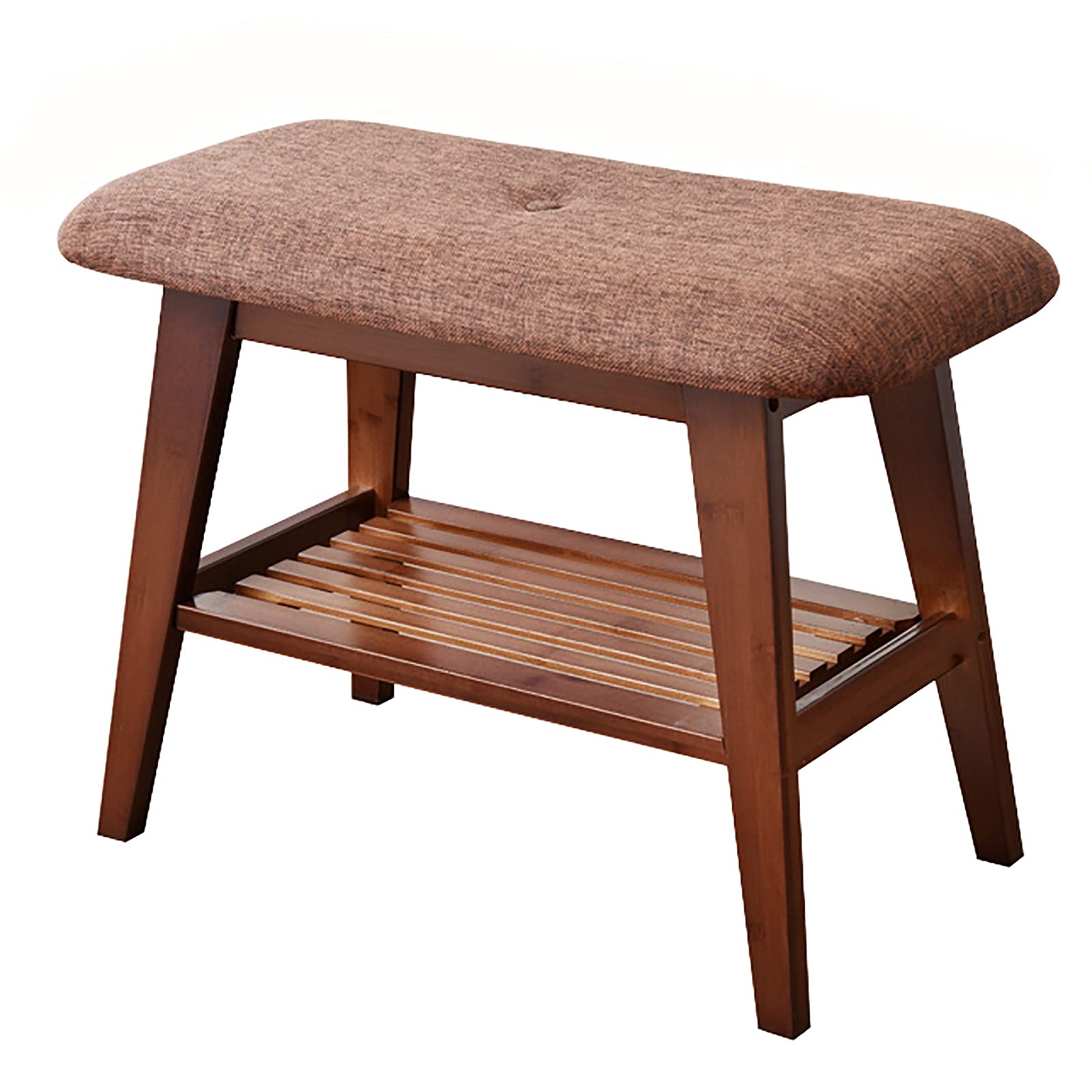 Banc à chaussures en bois massif noble, meuble de rangement rembourré premium