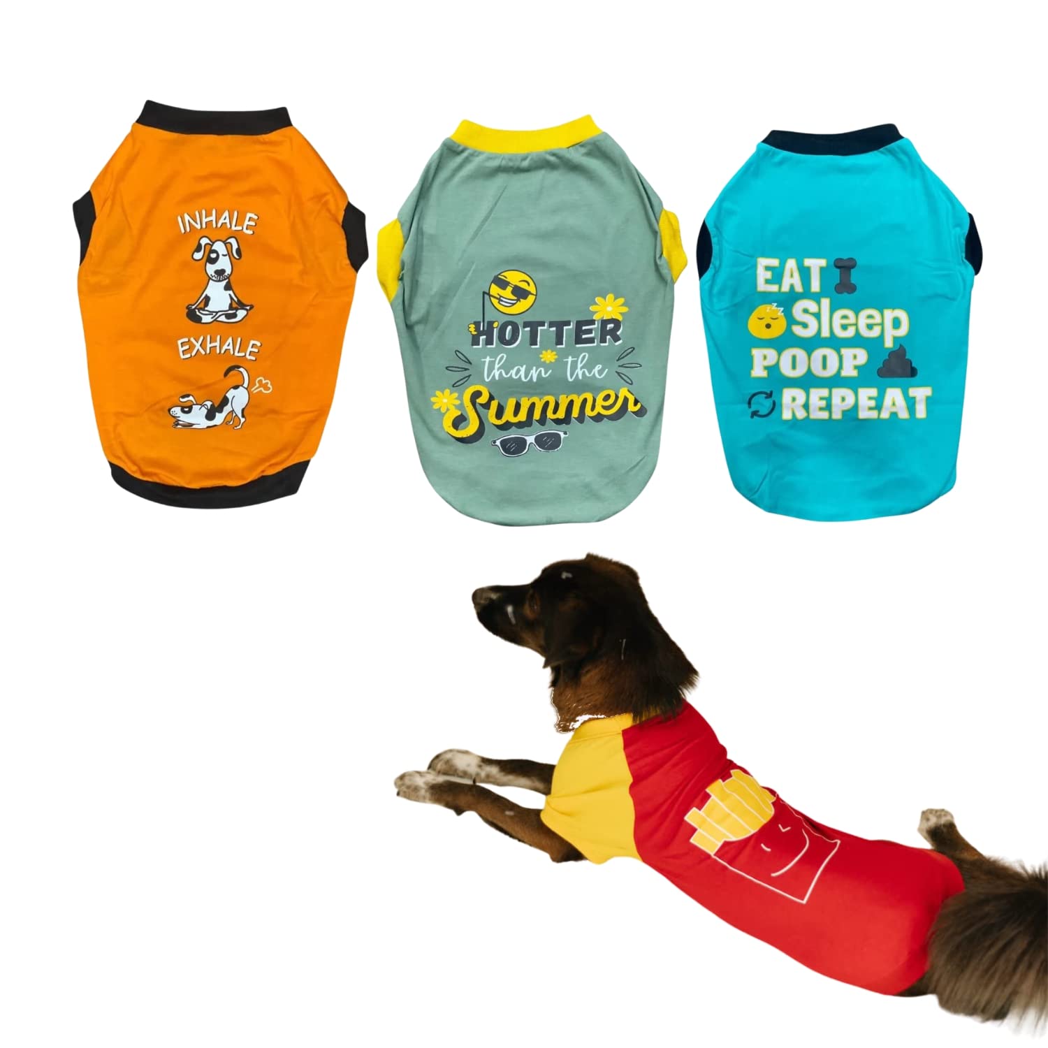PetaHouse Dog Tshirts 100% Cotton Stylish T-Shirt Pet Basic Clothes Pet Puppy Blank Clothes Soft and Breathable Outfits ​for Dogs (Pack of 4)| Size - 18 Inch| Neck Size - 12.5 inch (B0C33CJ2GC) Amazon Price History, Amazon Price Tracker