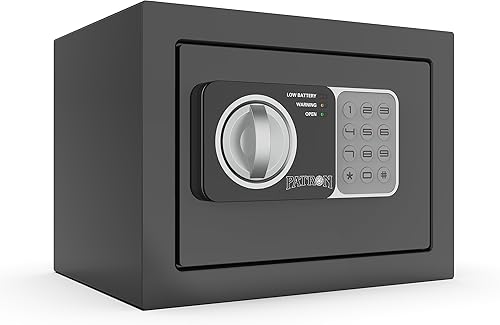 PATRON Pequeña caja fuerte con llave, mini caja fuerte para dinero, pequeñas cajas fuertes para monedas para el hogar con código, pequeña caja de