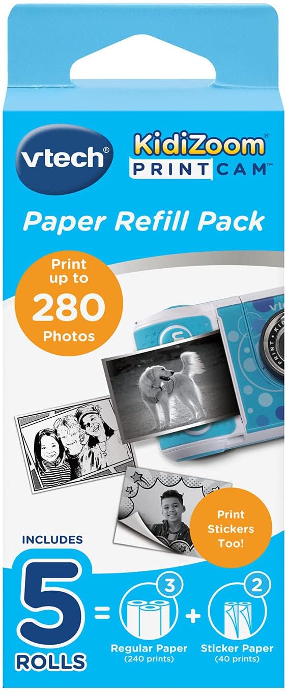 VTech KidiZoom PrintCam Thermal Printing Paper for Print Camera | Includes 4 Paper (240 prints) and 2 Sticker Rolls (40 prints)