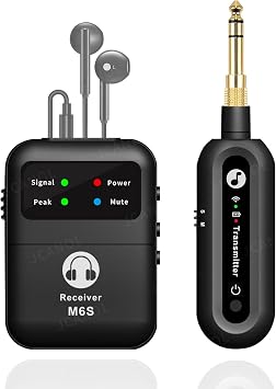 نظام مراقبة الأذن اللاسلكي الاستريو 2.4G نظام مراقبة المسرح اللاسلكي IEM مع جهاز إرسال دوار 90 جهاز استقبال حزام 164 قدمًا للاستوديو، جهاز استقبال Band One + جهاز إرسال واحد 90 Rotate