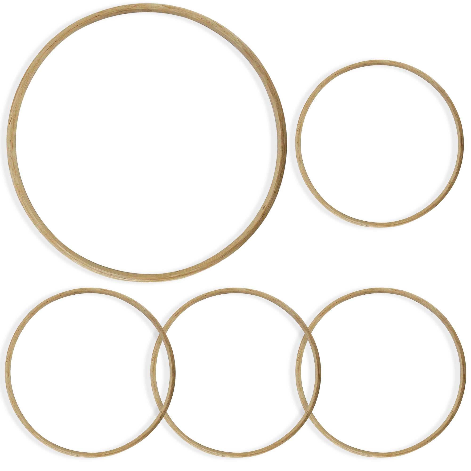 Embroiderymaterial Wooden Hoops for Craft Mixed Size (Pack of 5) – 1pc 12 Inch & 4pcs 6 Inch | Dream Catcher Rings, Macr