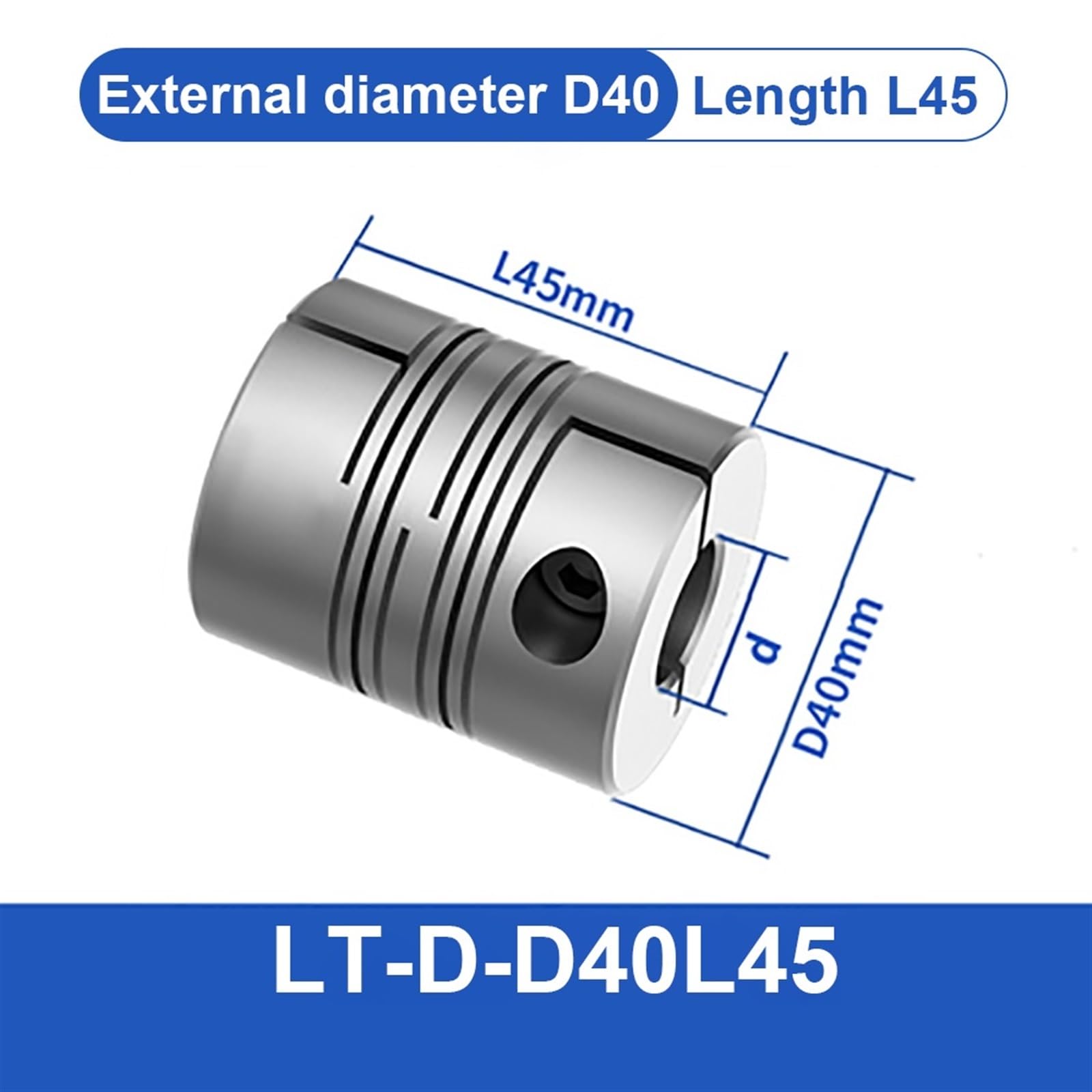 Parallelleitungskupplung LT D40L45 Motor Flexible Wellenkupplung Aluminiumlegierung Anschluss Encoder 3D-Drucker Nut Kardan(LT-D-D40L45 11X11)