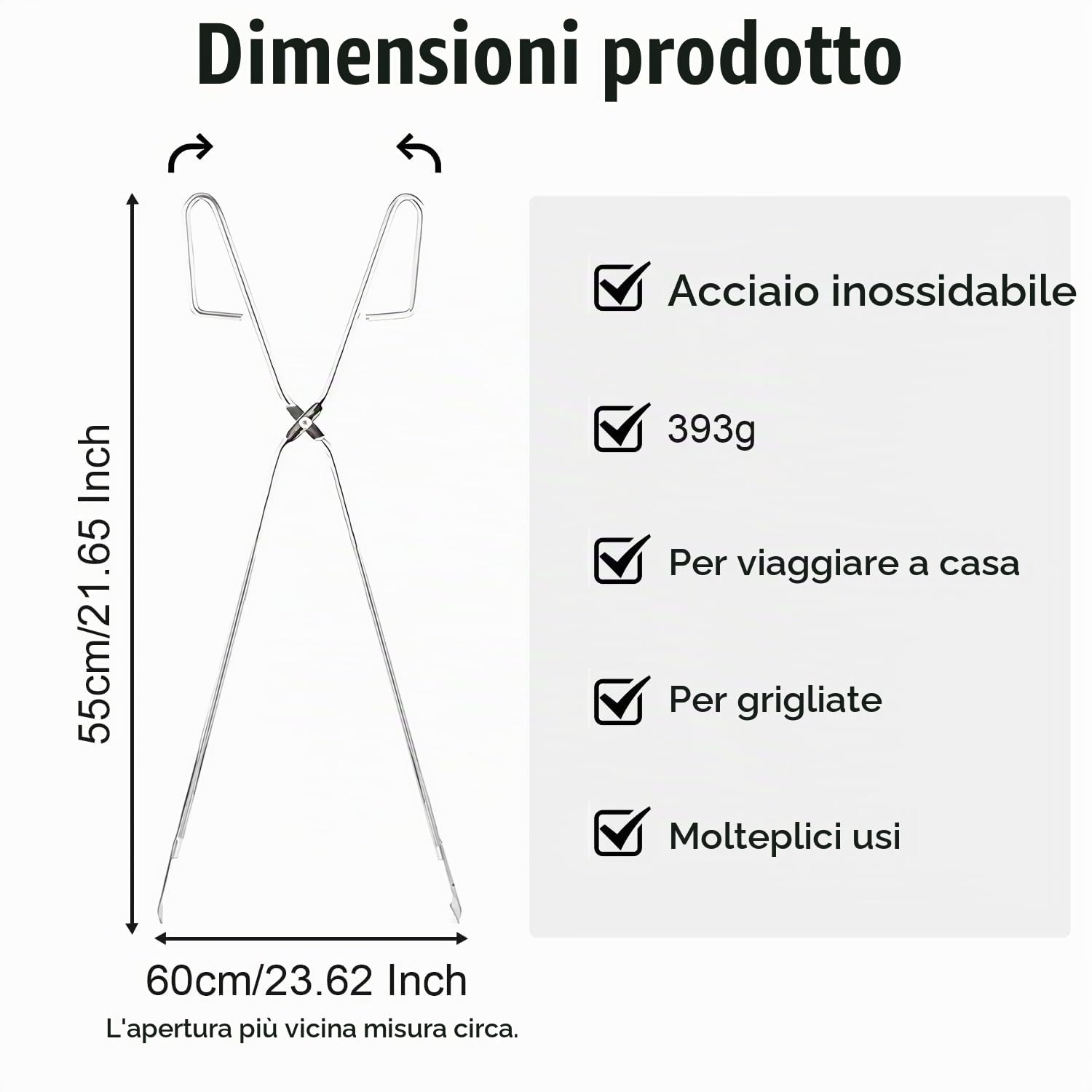 Tissting Pinze per Forbici Extra Lunghe, Pinze per Barbecue da Esterno in Acciaio Inossidabile da 55 Cm, Pinze per Forbici da Cucina Lunghe, Pinze per Legna da Ardere con Pinze per Carbone