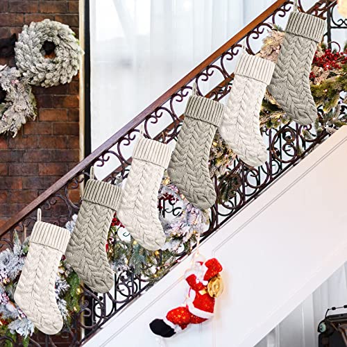 18 Inches Christmas Stockings Knit Xmas Stockings Large Fireplace Hanging Stockings For Family Christmas Decoration (Ivory,Khaki, 6) #TOP4