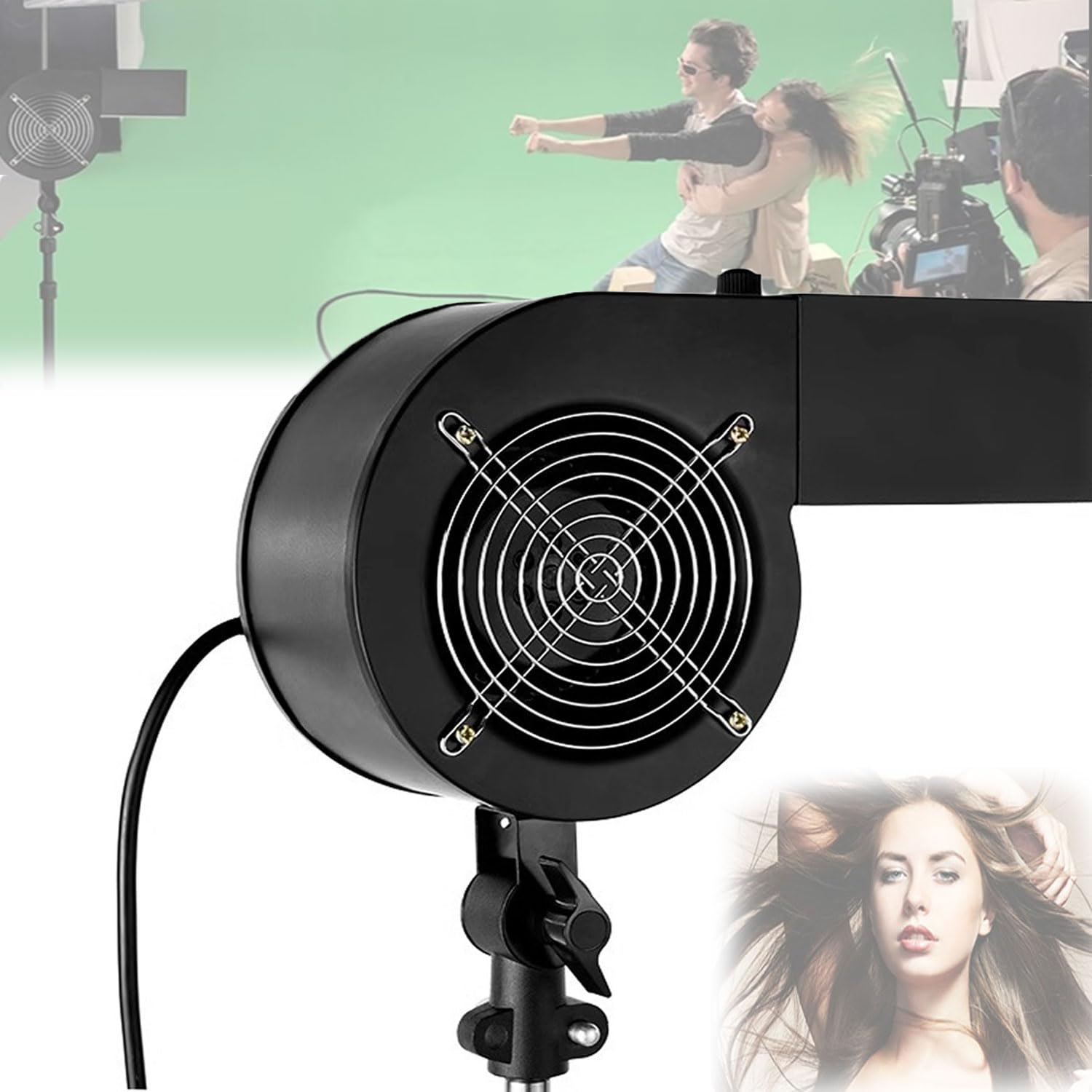 Ventilador de fotografía portátil para efectos de escenario y fotos de retratos con ángulo ajustable
