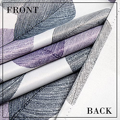 Mrtrees Blackout Tier Curtains, Leaves Printed Kitchen Tiers Short Curtain, Triple Weave Small Bathroom Cafe Curtains Half Window Treatment Set For Basement/Bedroom(2 Panels, 34X24 Inches, Grey) #TOP3