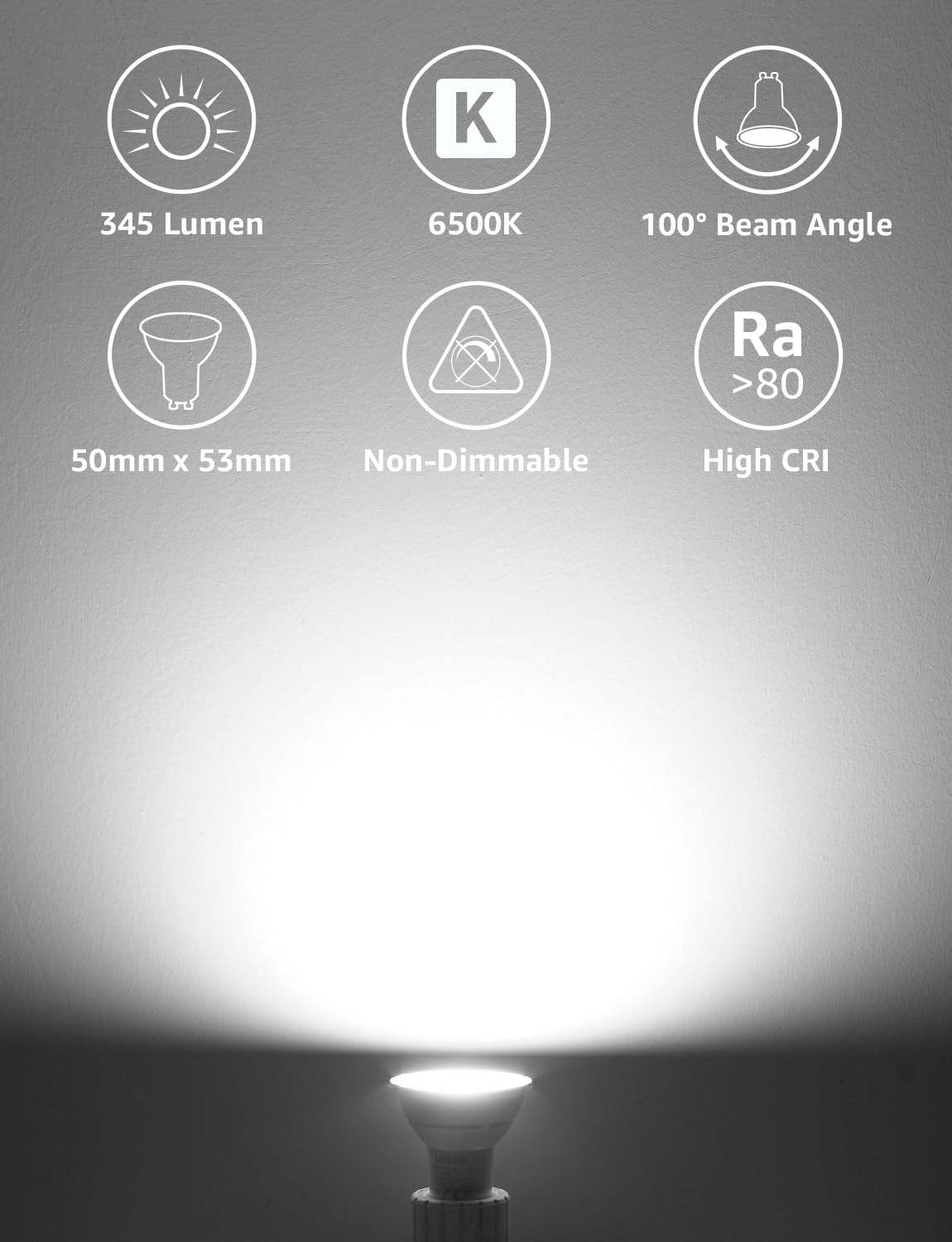 Lepro GU10 LED Bulbs, Cool White 6500K, 4.5W 345lm Daylight Led Bulbs, No Flickering, 50W Halogen Bulb Equivalent - Image 2