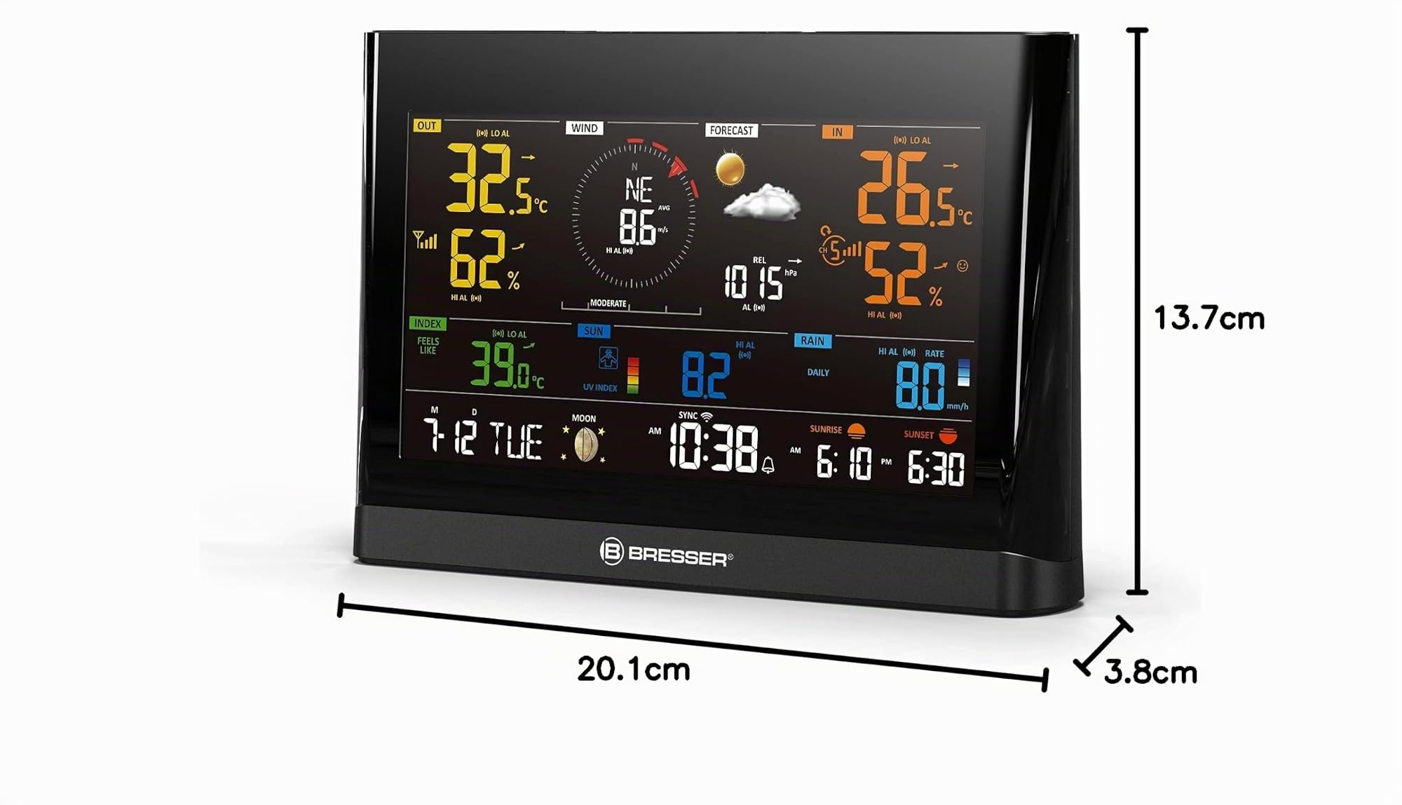 Bresser 7003300 Station de base météo WiFi avec écran couleur 7,4 pouces | Bresser 7003300 Station de base météo WiFi avec écran couleur 7,4 pouces