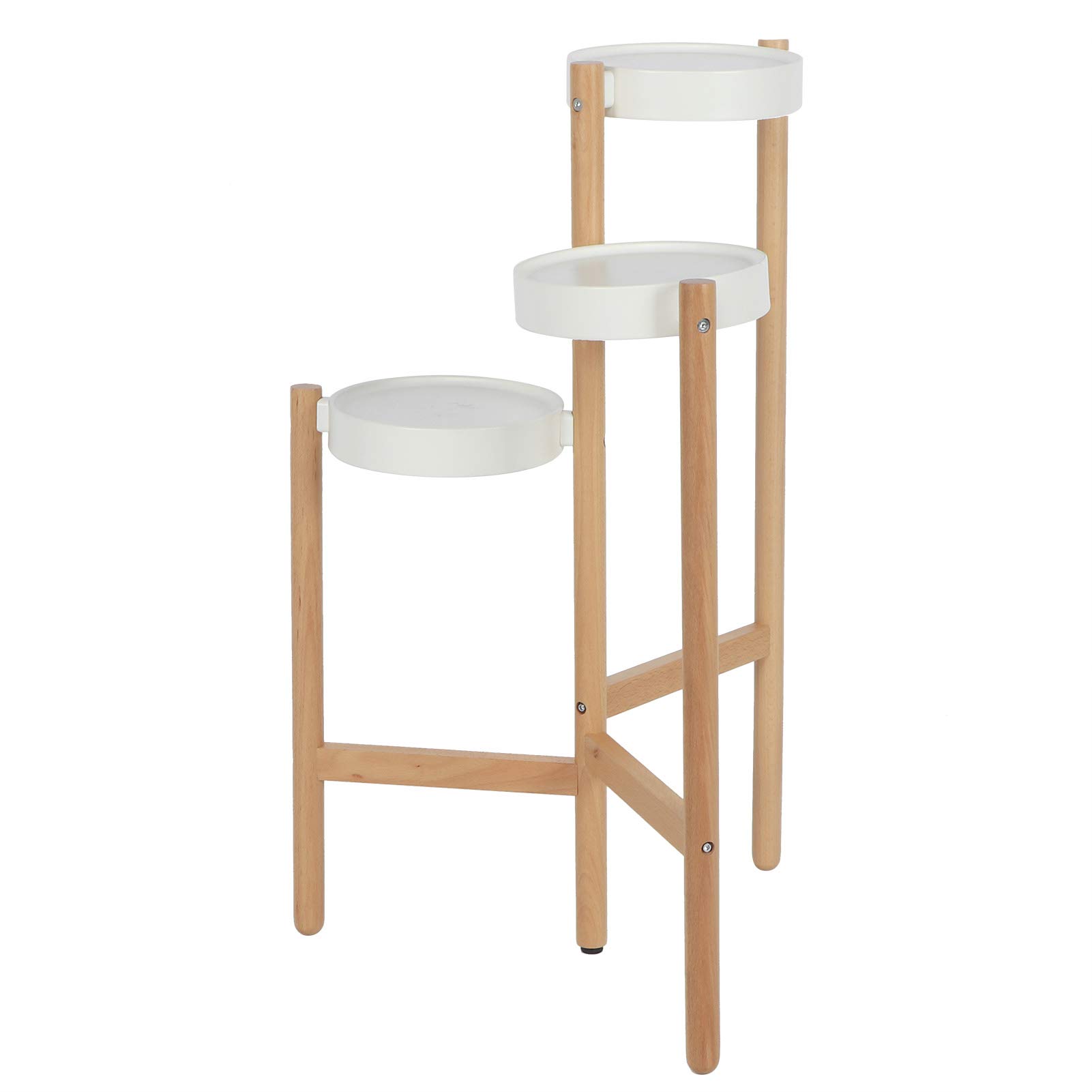 Support pour plantes en hêtre et fer pour pots de fleurs et jardin extérieur