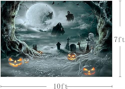 Miniatura 10 de AIBIIN Telones de fondo de fotos de Halloween de 7 x 5 pies, fondo de noche de luna y bruja negra para fotografía, otoño, aterrador, farol de