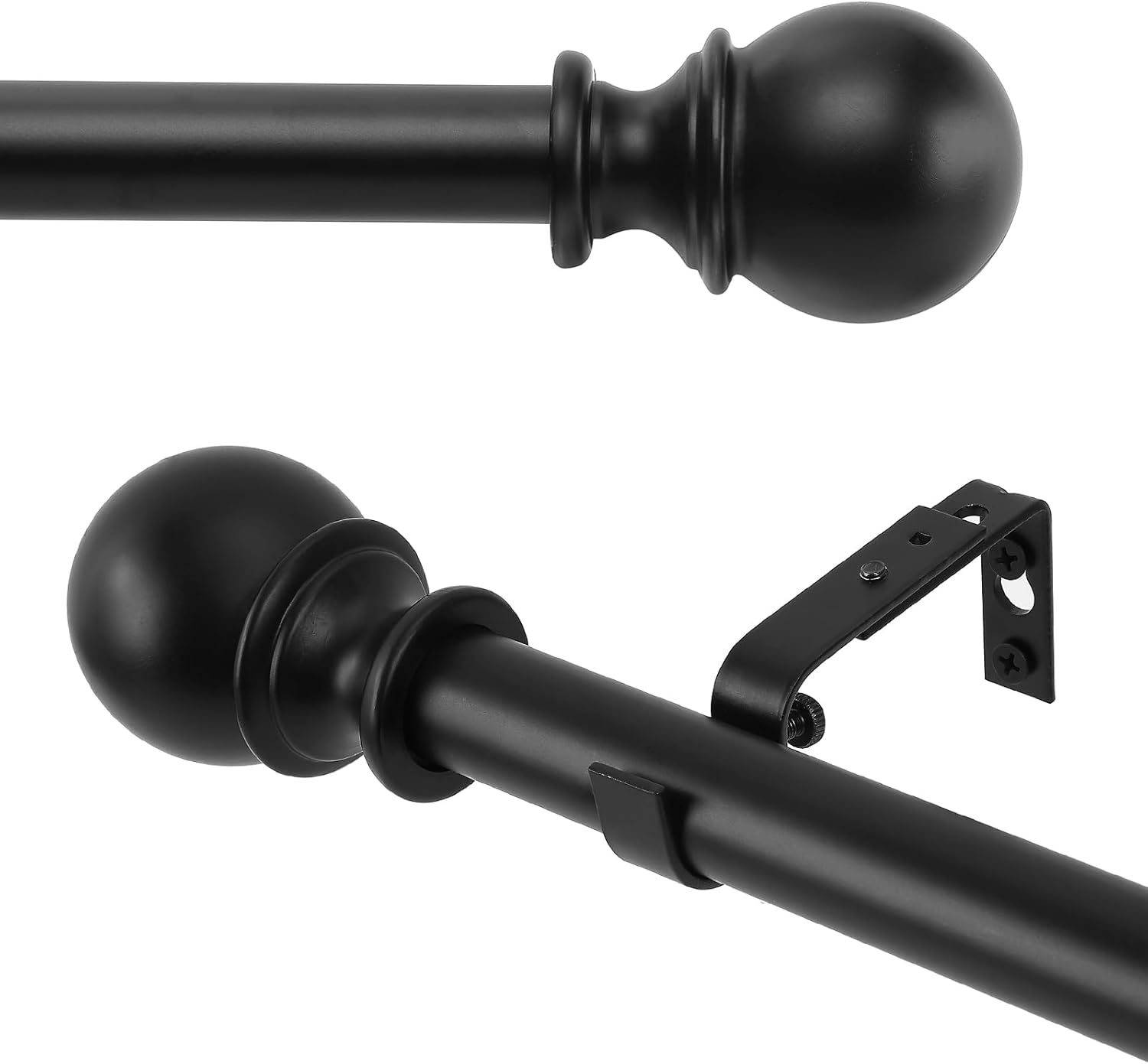 1 Inch Diameter Curtain Rod, Curtain rods for windows 144 to 168, Standard Decorative Window Curtain Rod Set with Brackets for Bathroom Kitchen Bedroom Window,(Black 32-168)