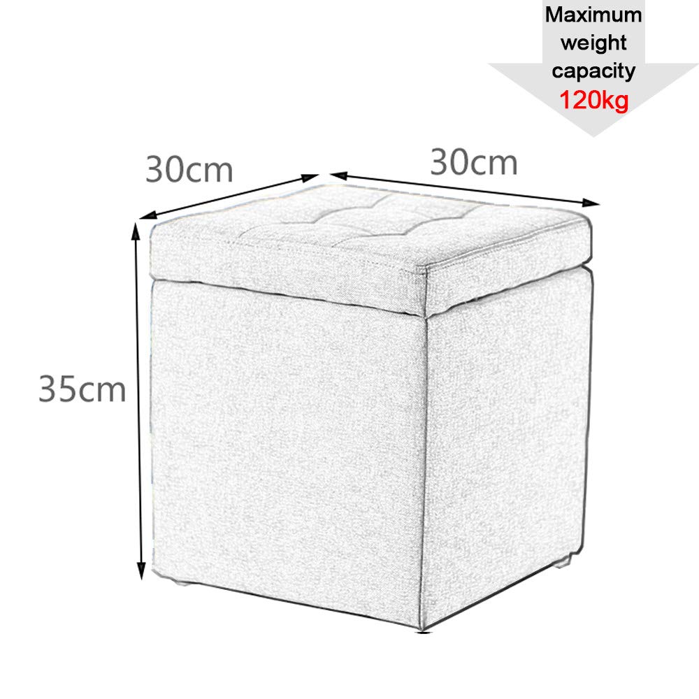 Podnóżek z schowkiem, podnóżek z tkaniny, NS z pianką memory i siedziskiem ze sztucznego lnu, antypoślizgowe plastikowe nóżki, beżowy 30 cm 30 cm 30 cm 30 cm 35 cm