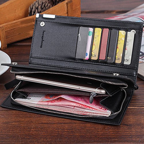 Men Long Bifold Business Leather Wallet Money Card Holder Coin Bag Purse Men's Business Wallet Long Section Hengsheng| Jewelry Accessories Handbag Hangers Organizers Lingerie Sleep (Coffee)4