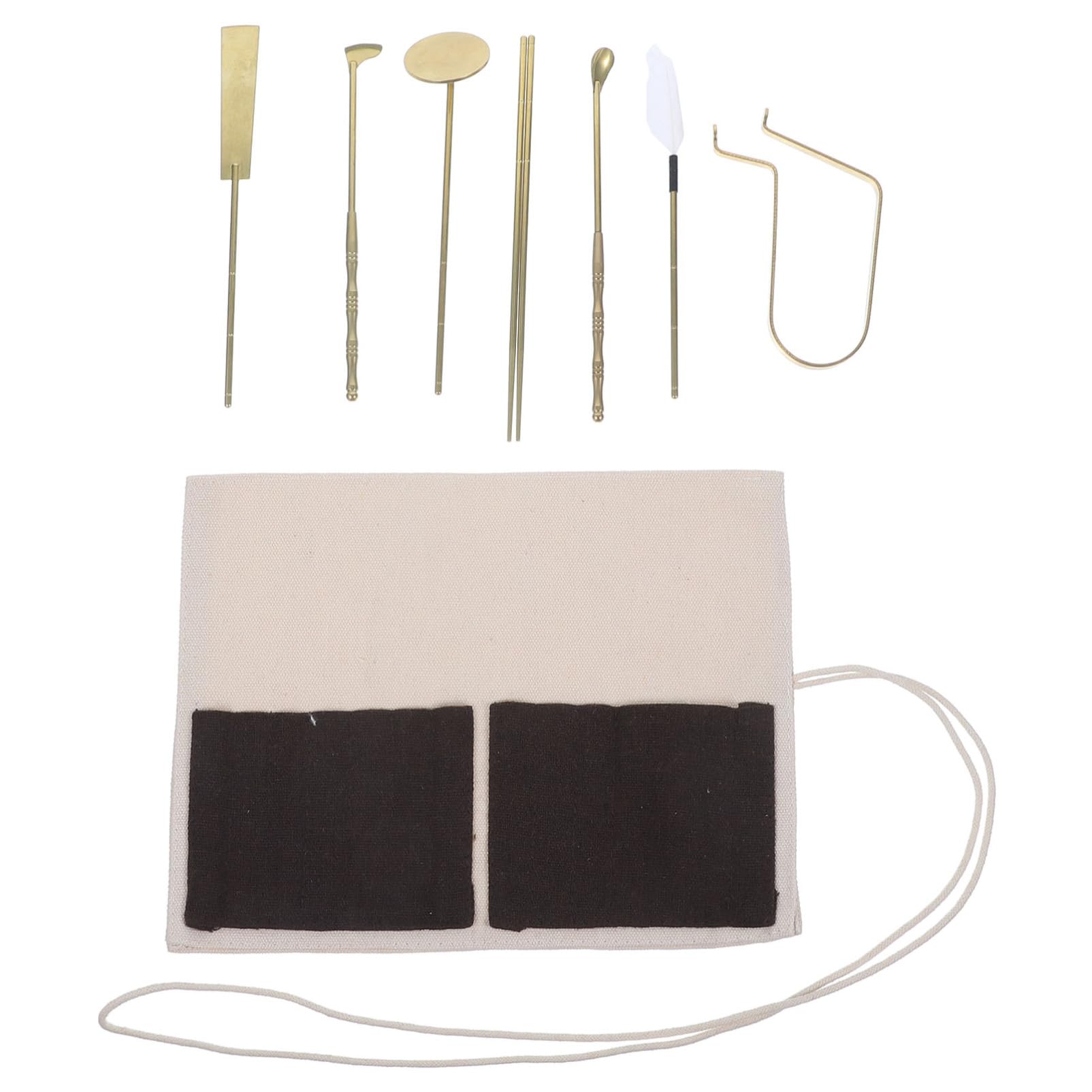 Kit d'outils d'encens en laiton doré pour un rituel de parfum d'intérieur luxueux