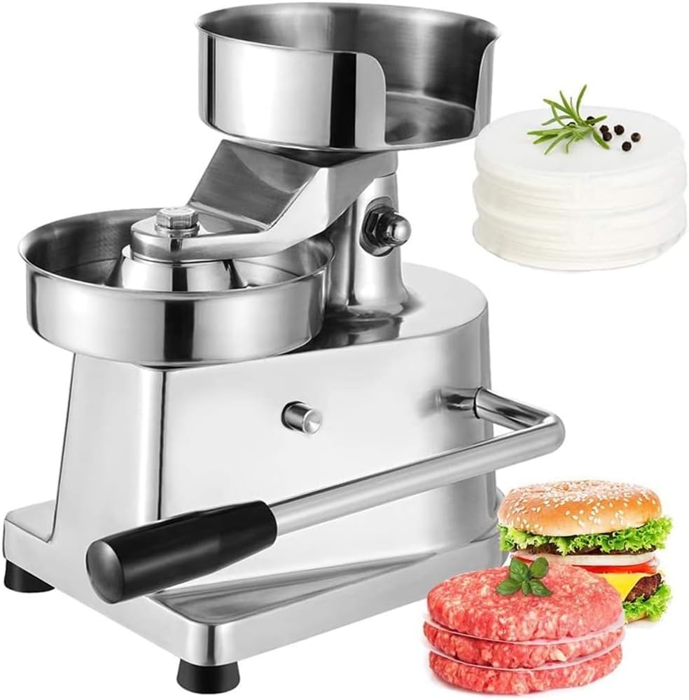 Perfect Patties BBQ Burger Maker Machine, Stainless Steel Hamburger Press, Commercial Manual Patty Former