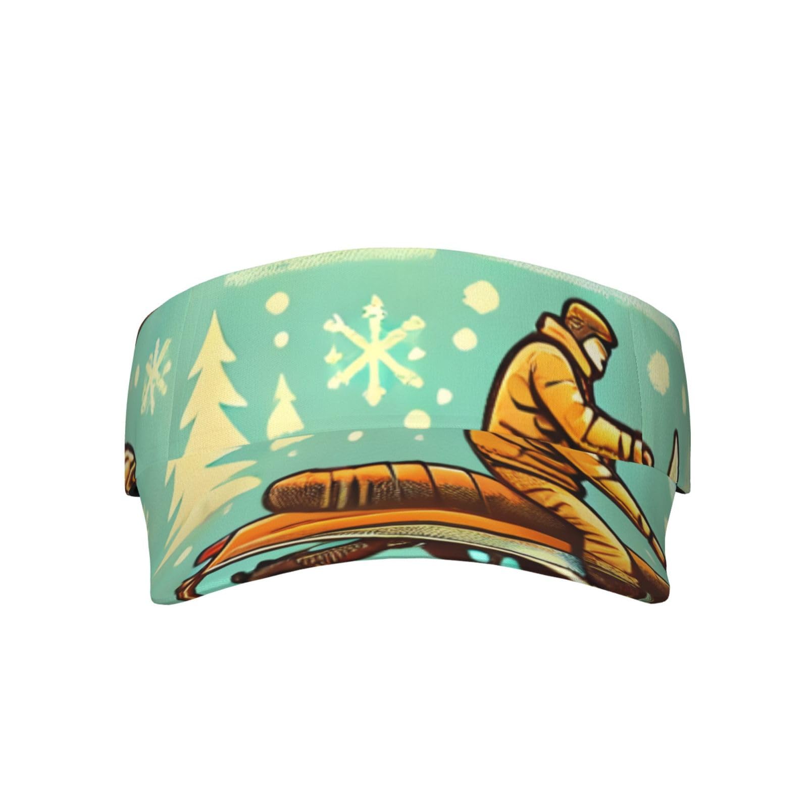 Sun Visor Cap Vintage Snowmobiles Mustard Empty Top Baseball Cap Unisex Sun Hats Uv Protection Visor Hats for Outdoor Running Summer