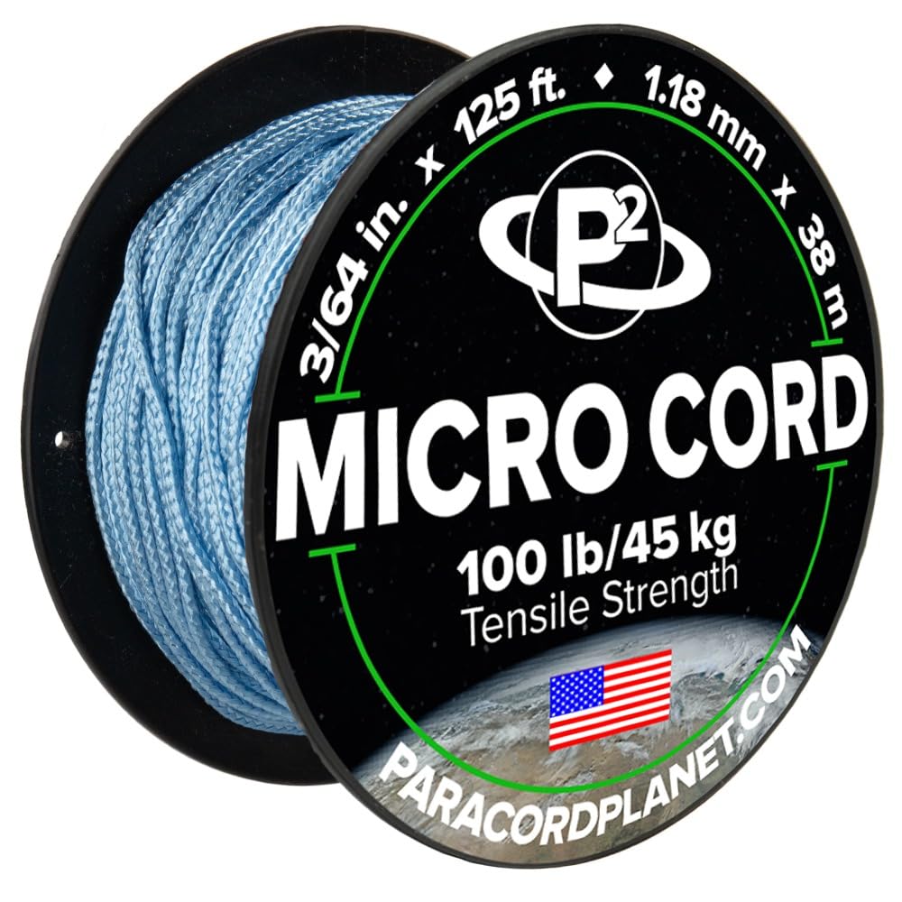 Paracord Planet Micro Paracord – Thin Braided Cord for Crafting, Fishing, and DIY Projects in 38m Spools – Light Blue — image 1
