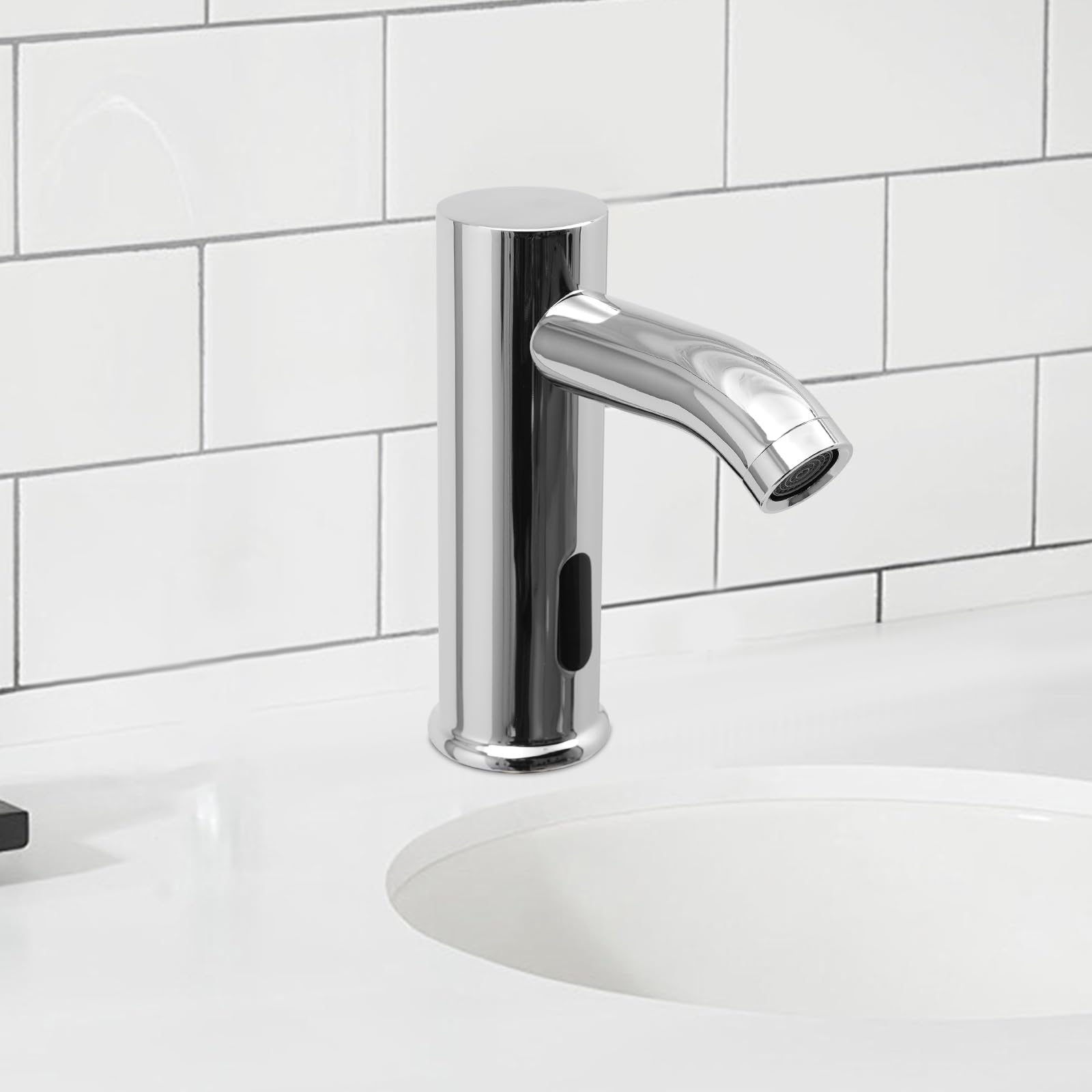 Rubinetto senza contatto,Rubinetto del sensore,Rubinetto automatico lavabo lavabo miscelatore argento,Tubi lunghi,Copertura decorativa,per case, ristoranti, centri commerciali