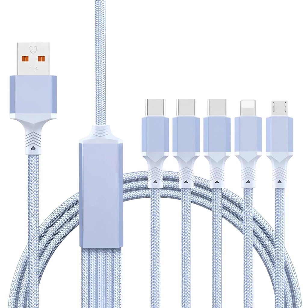 Verilux® 5 in 1 Type C Cable Fast Charging 3.9FT, 480Mbps Data Transmission C Type Charger Cable with Three Type C Connectors, USB to Light-ning, USB to Micro A for iPhone 16/15 Galaxy S25/S24-image-37
