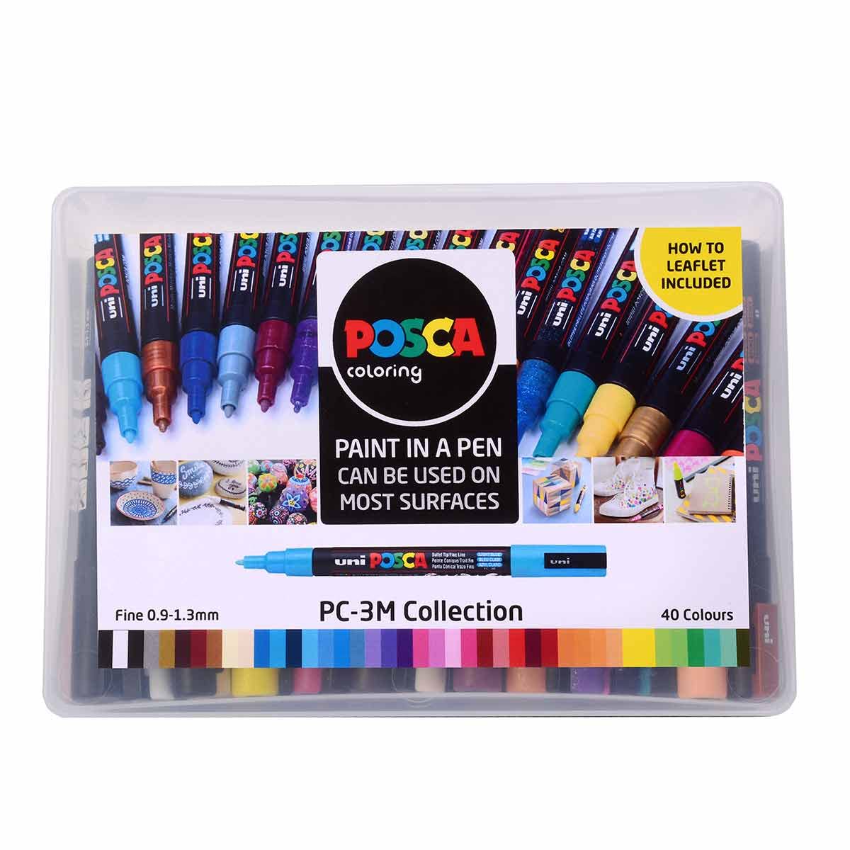 Posca PC-3M permanentne markery na bazie wody. Cienka końcówka do sztuki i rzemiosła. Zastosowanie na wielu powierzchniach na drewnie, metalu, papierze, płótnie, kartonie, tkaninie szklanej, ceramice,